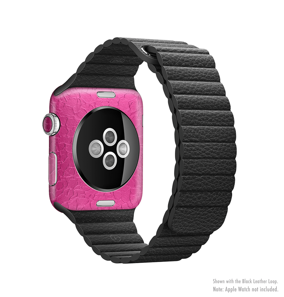 The Stamped Pink Texture Full-Body Skin Kit for Apple Watch, showcasing a stylish pink textured design that fits perfectly on the device.