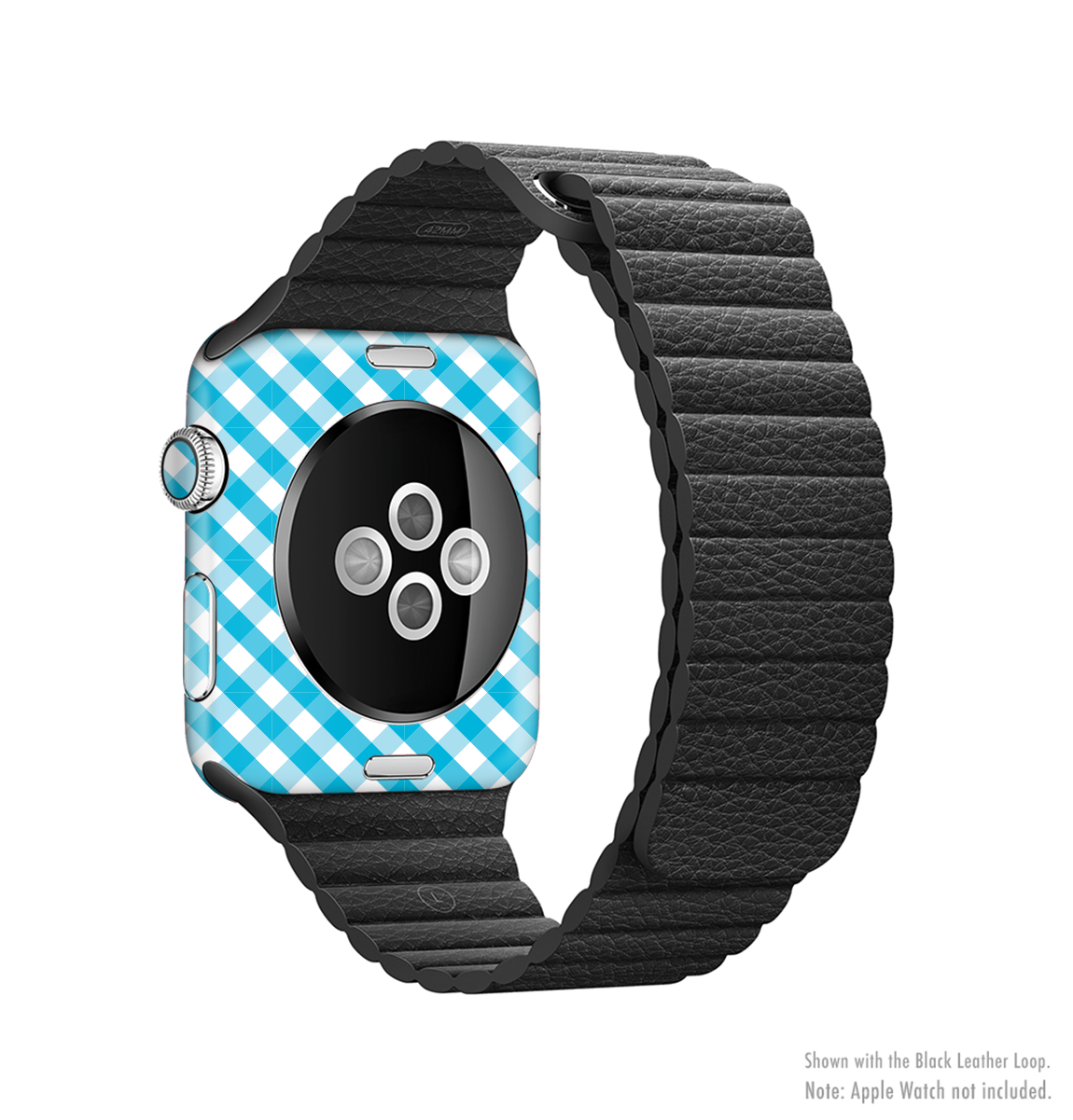 Subtle Blue & White Plaid Full-Body Skin Kit for Apple Watch, showcasing a stylish design that fits perfectly on the device.