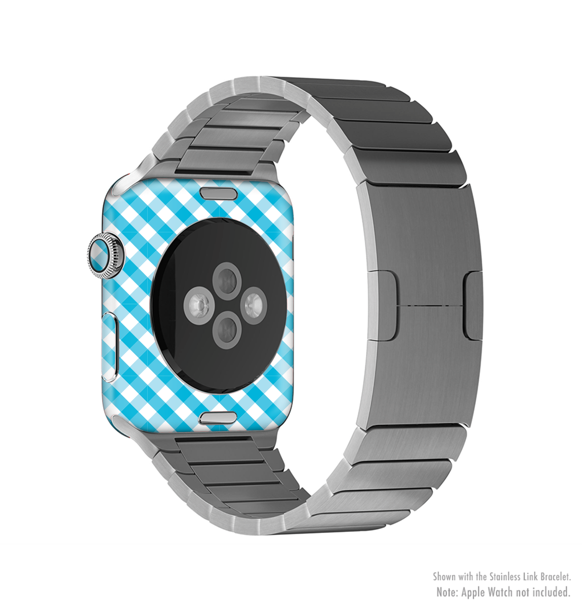 Subtle Blue & White Plaid Full-Body Skin Kit for Apple Watch, showcasing a stylish design that fits perfectly on the device.