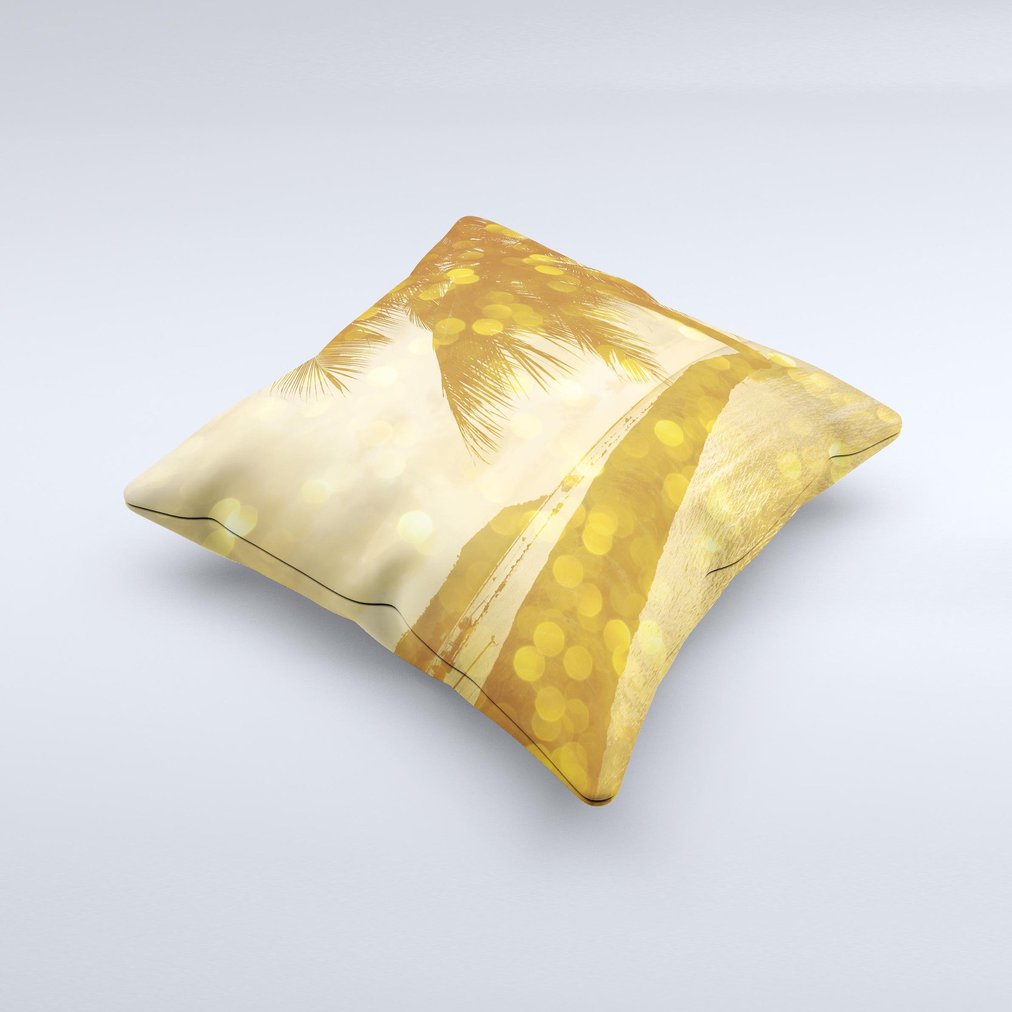 The Sun-Kissed Day V1 ink-Fuzed Decorative Throw Pillow featuring vibrant colors and a unique handcrafted design, perfect for home decor.