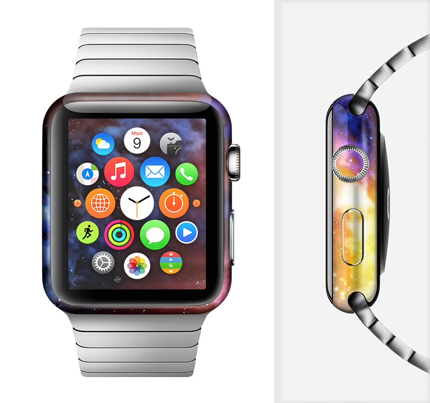 Super Nova Neon Explosion Full-Body Skin Kit for Apple Watch showcasing vibrant colors and sleek design.