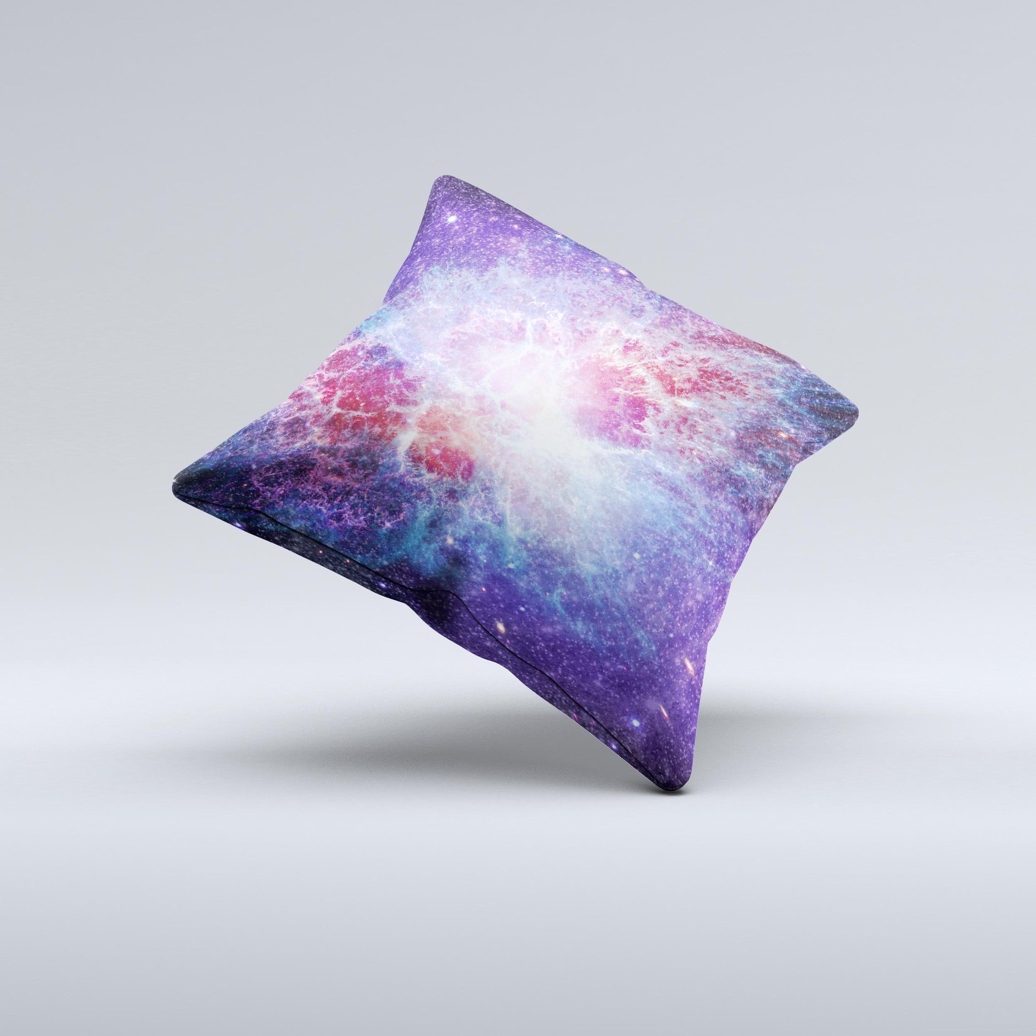 The Supernova ink-Fuzed Decorative Throw Pillow featuring unique hand-produced graphics, crafted in Virginia with high-quality materials.