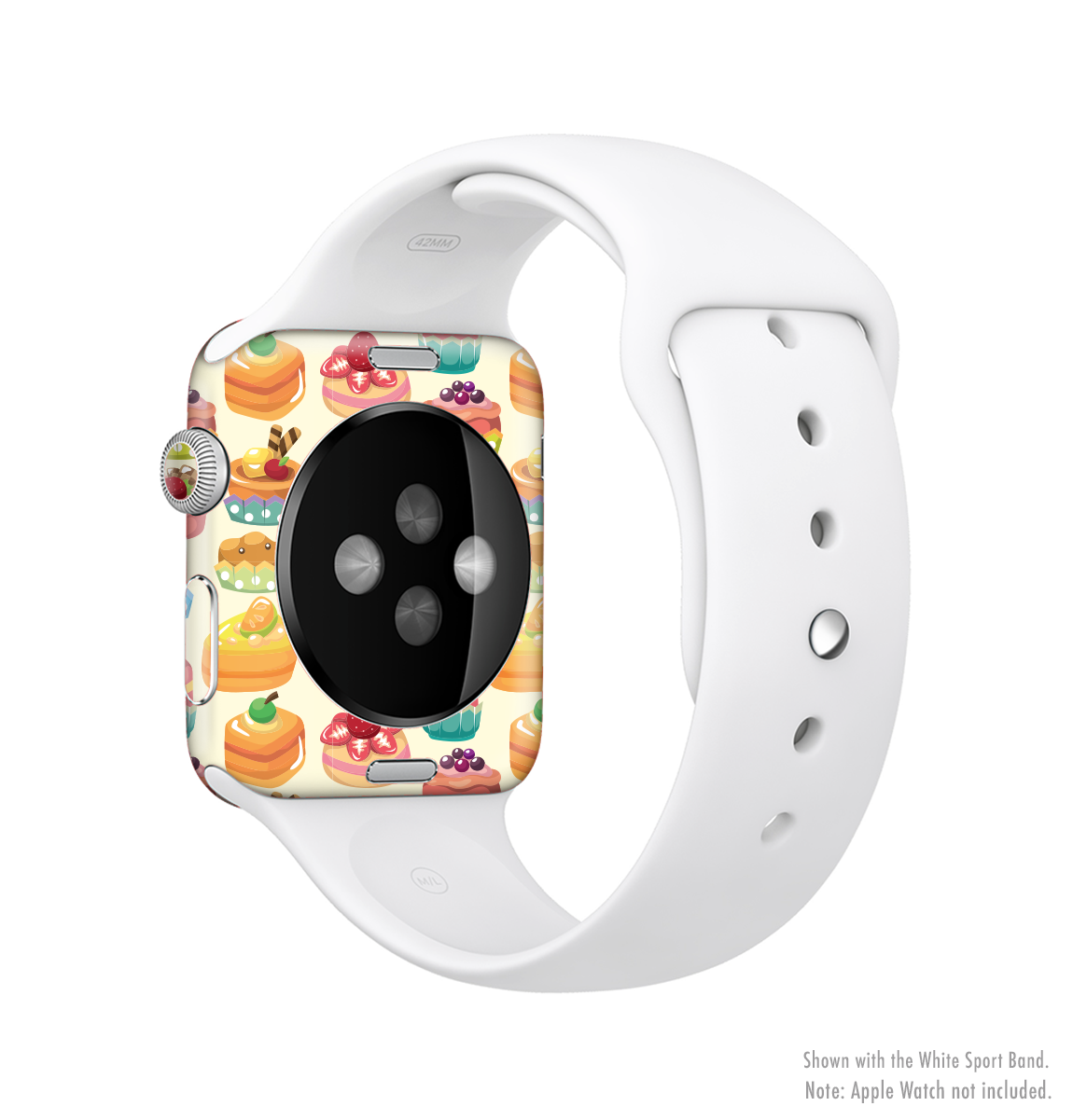 The Sweet Treat Pattern Full-Body Skin Kit for Apple Watch showcasing vibrant colors and stylish design, perfectly fitted to the watch.