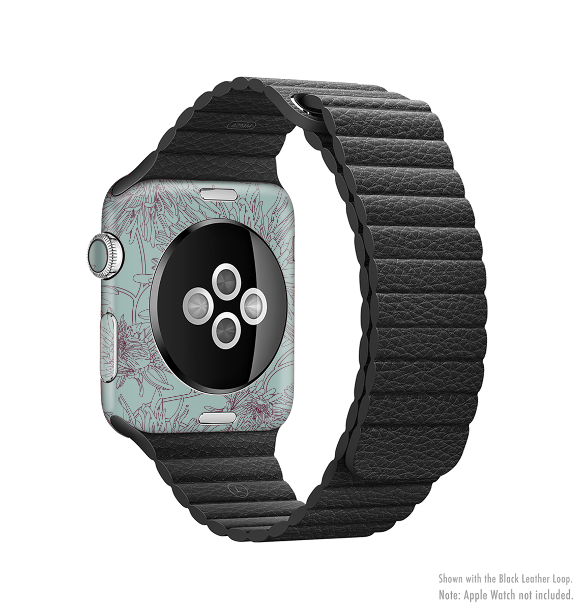 Teal Aster Flower Lined Full-Body Skin Kit for Apple Watch, showcasing vibrant floral design on premium vinyl.