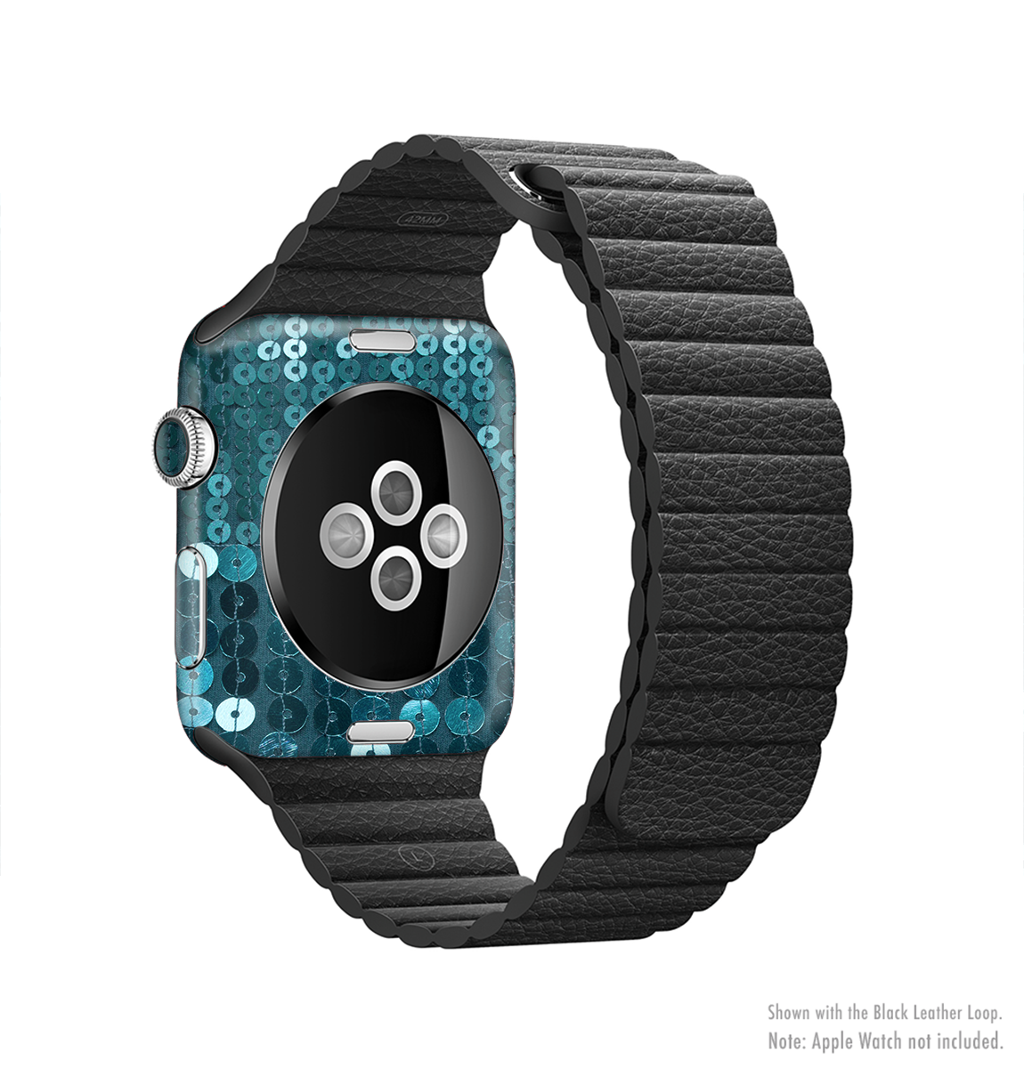 Teal Sequences Full-Body Skin Kit for Apple Watch, showcasing vibrant teal color and unique sequence pattern.