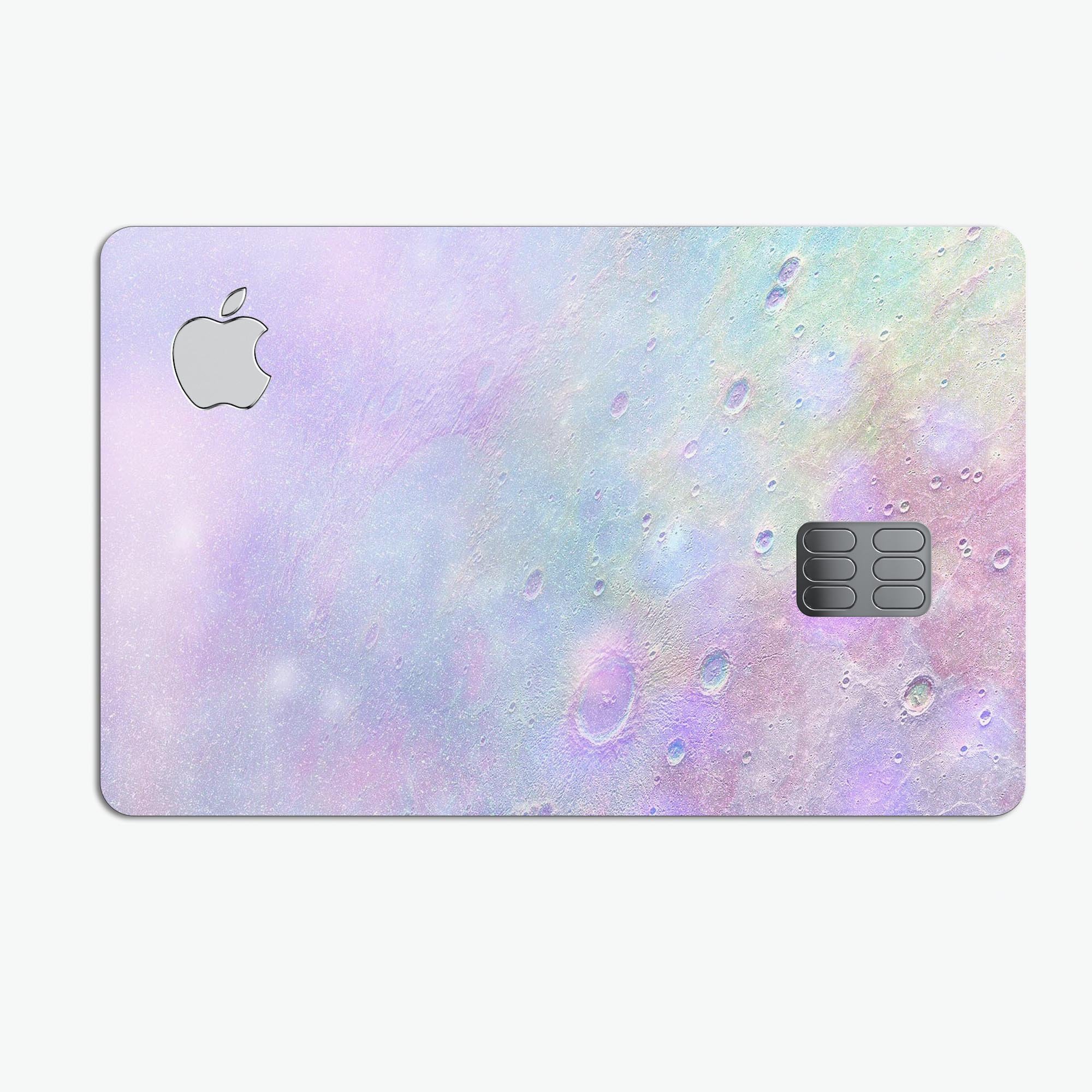 Tie-Dye Cratered Moon Surface decal skin for Apple Card, showcasing vibrant colors and a unique design.