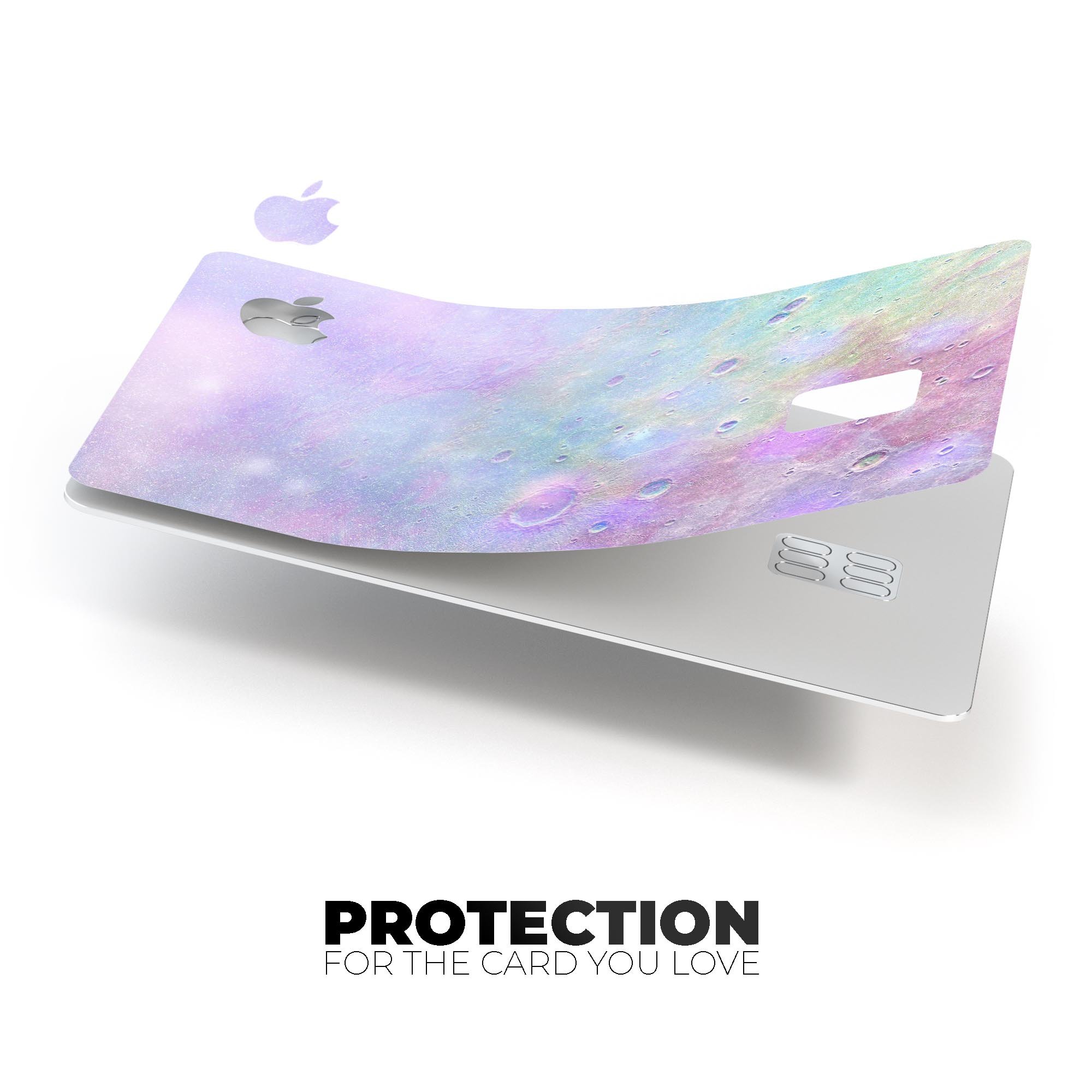 Tie-Dye Cratered Moon Surface decal skin for Apple Card, showcasing vibrant colors and a unique design.