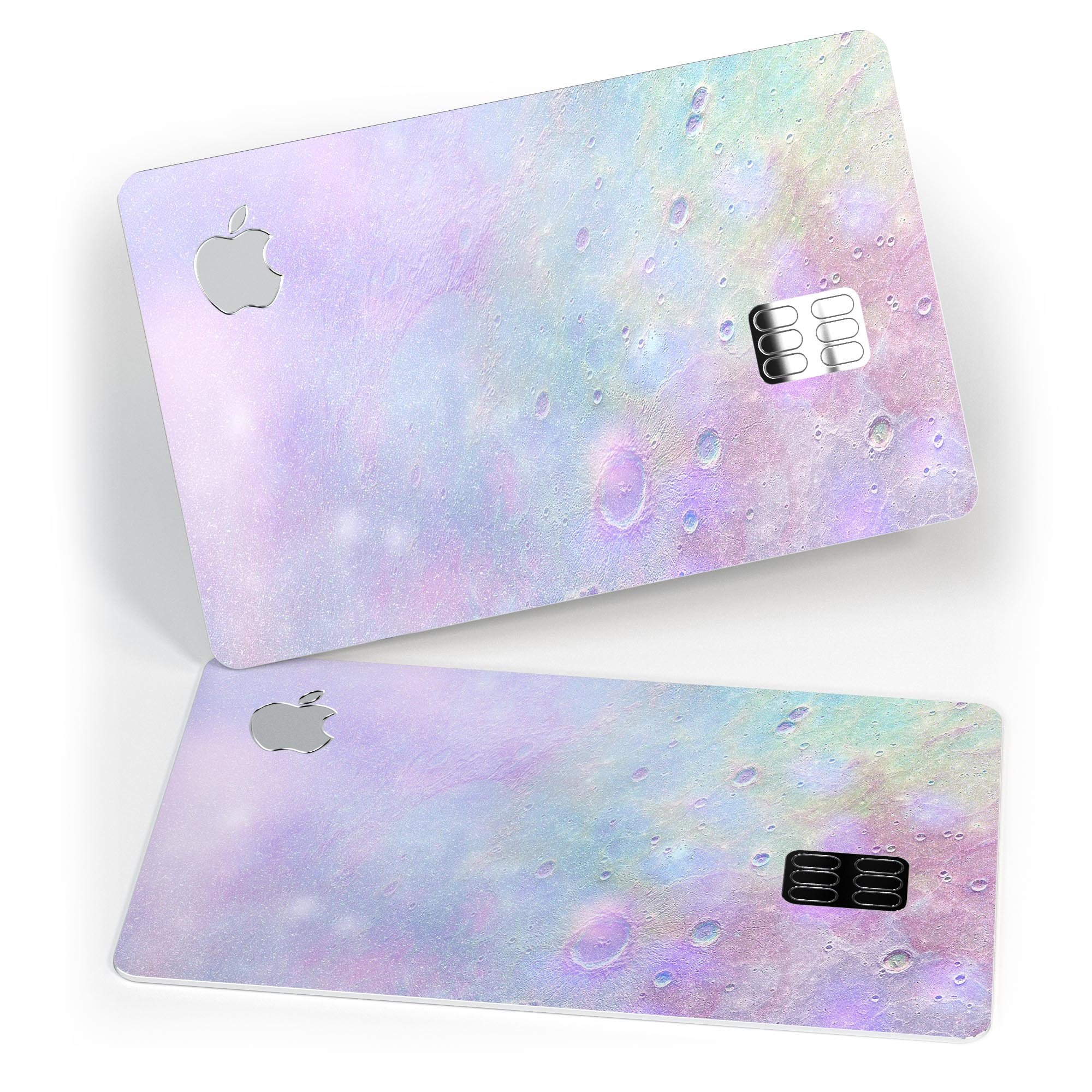 Tie-Dye Cratered Moon Surface decal skin for Apple Card, showcasing vibrant colors and a unique design.