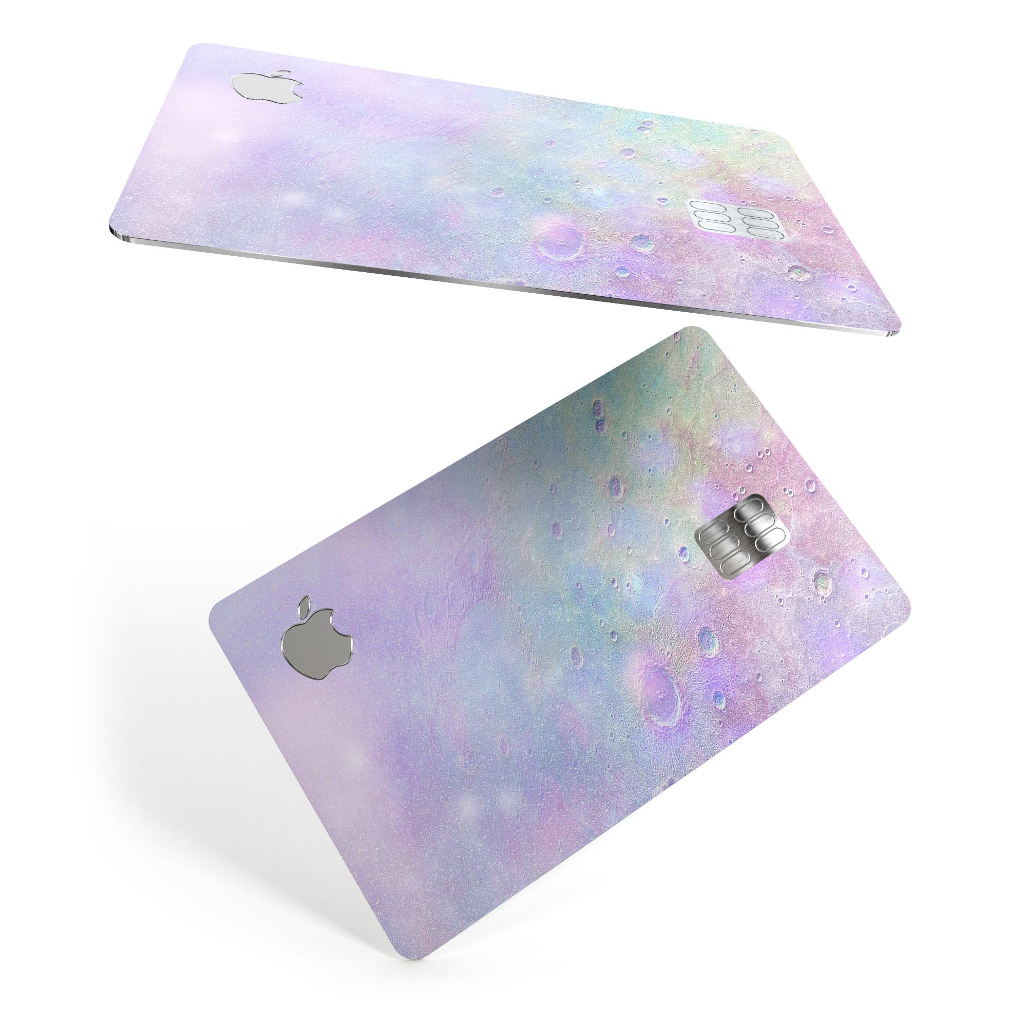 Tie-Dye Cratered Moon Surface decal skin for Apple Card, showcasing vibrant colors and a unique design.