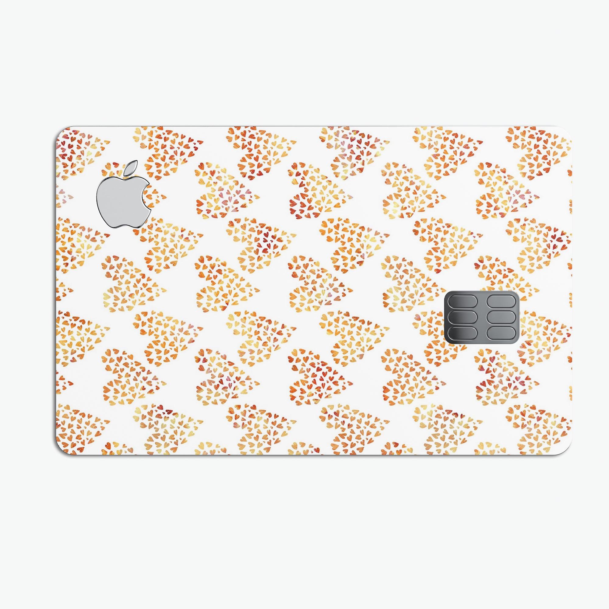 Premium protective decal skin-kit for Apple Card featuring tiny yellow hearts design, showcasing durability and style.