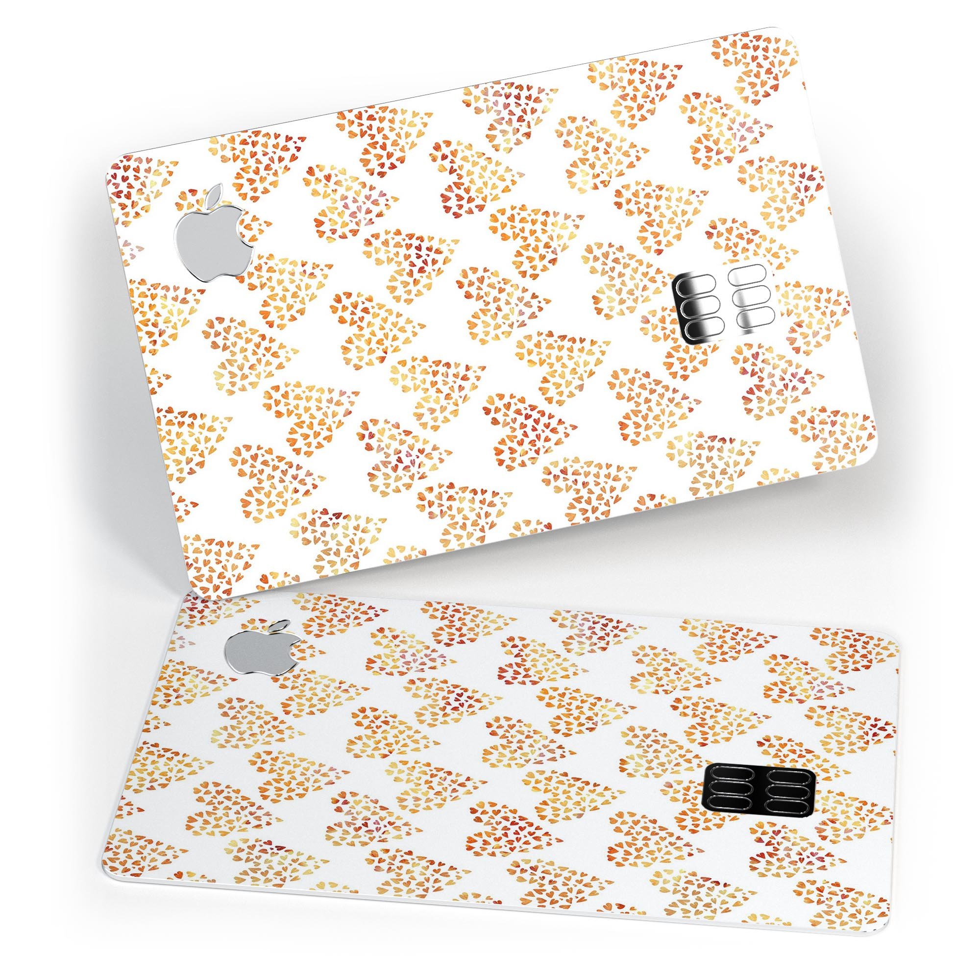 Premium protective decal skin-kit for Apple Card featuring tiny yellow hearts design, showcasing durability and style.