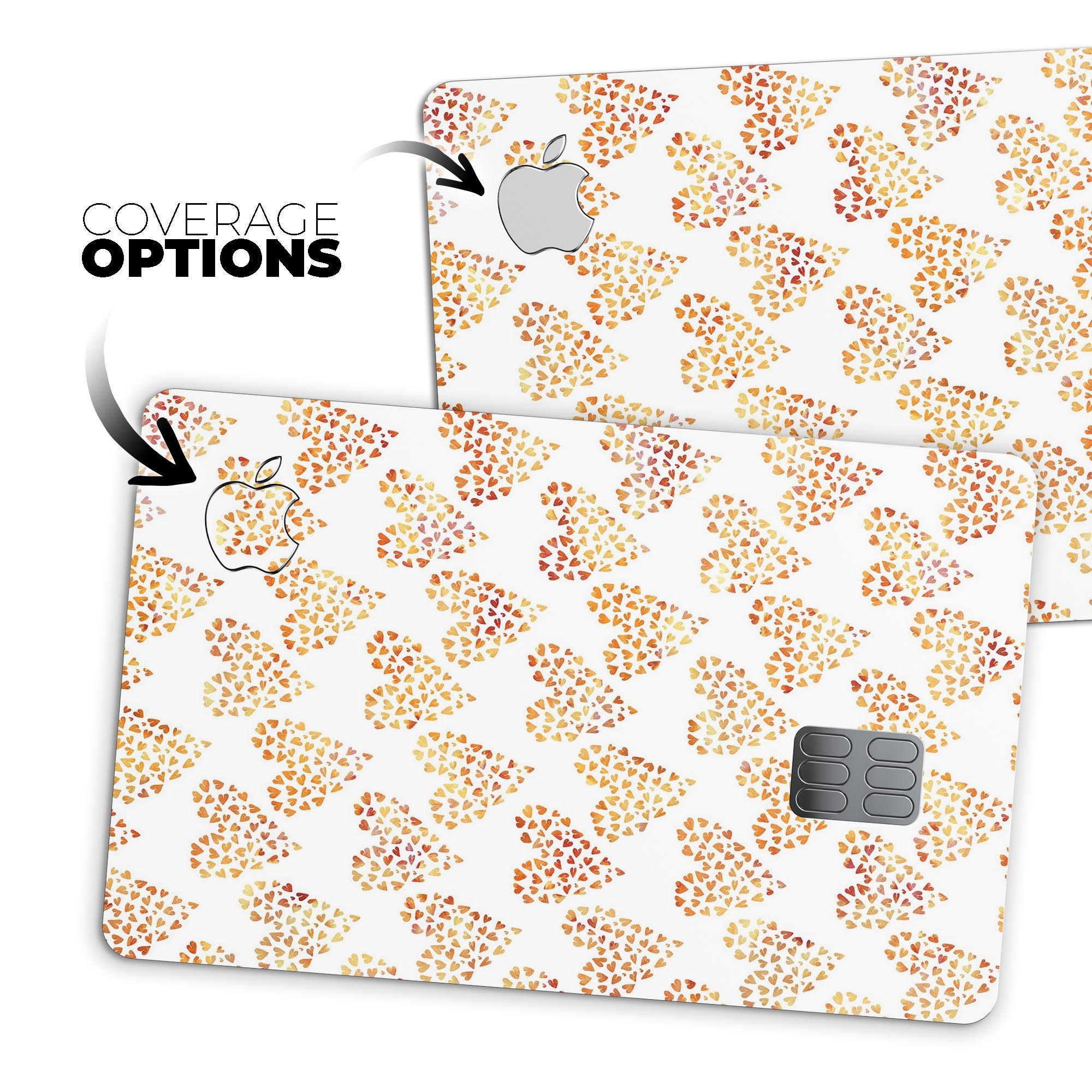 Premium protective decal skin-kit for Apple Card featuring tiny yellow hearts design, showcasing durability and style.