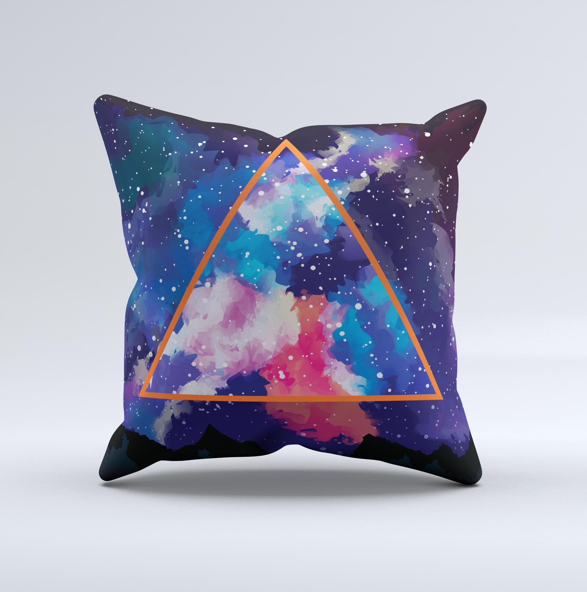 Trilateral Eternal Space ink-Fuzed Decorative Throw Pillow showcasing unique graphic design and high-quality fabric.