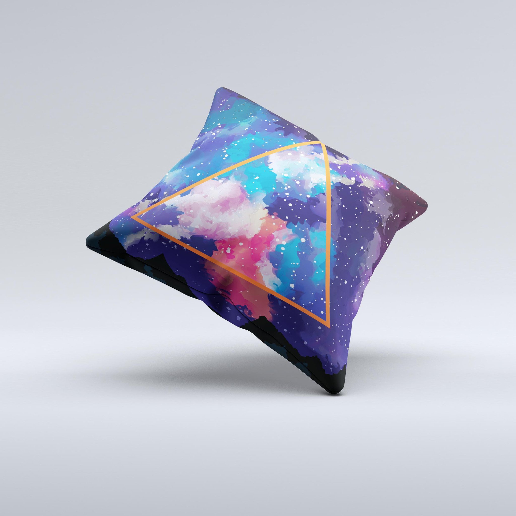 Trilateral Eternal Space ink-Fuzed Decorative Throw Pillow showcasing unique graphic design and high-quality fabric.