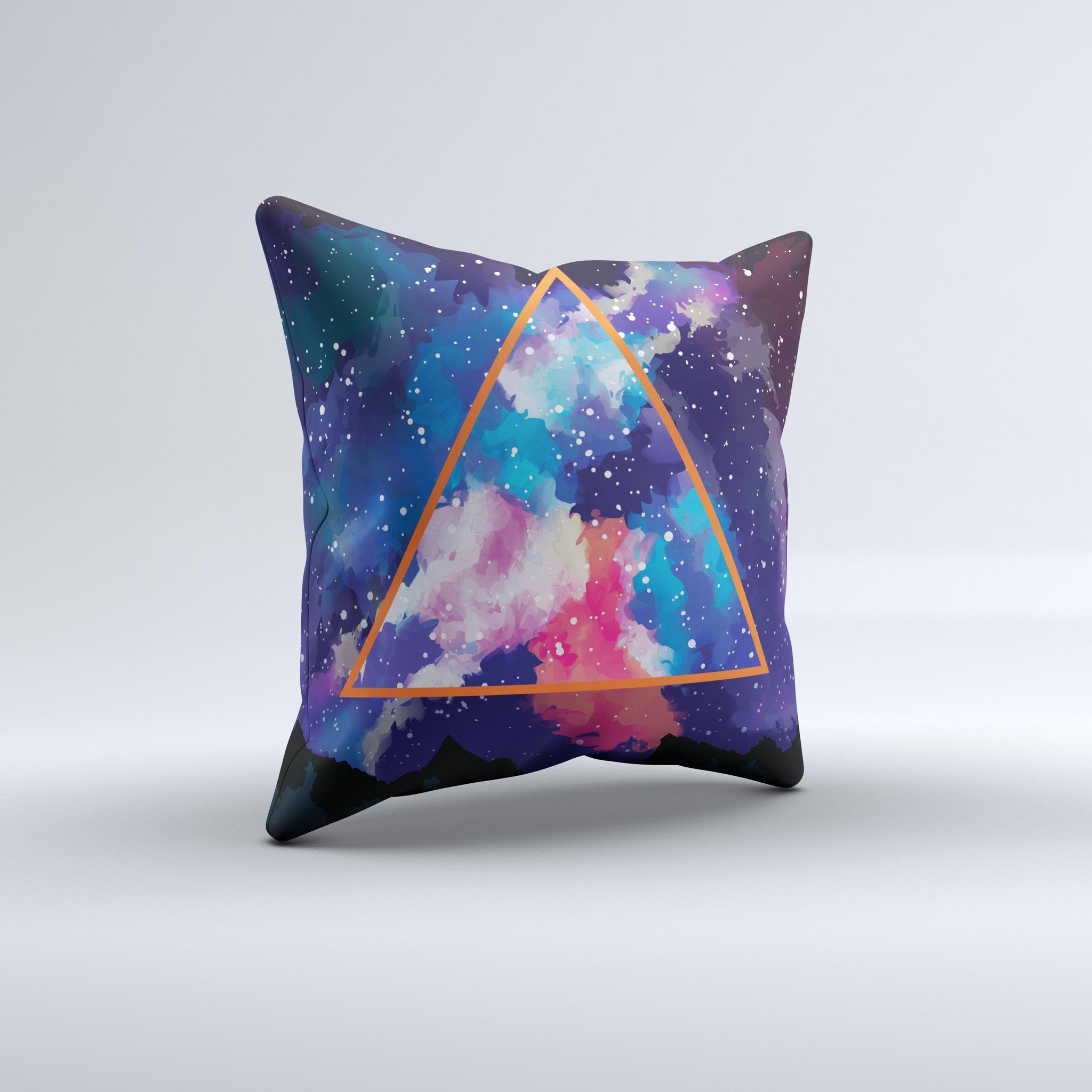 Trilateral Eternal Space ink-Fuzed Decorative Throw Pillow showcasing unique graphic design and high-quality fabric.