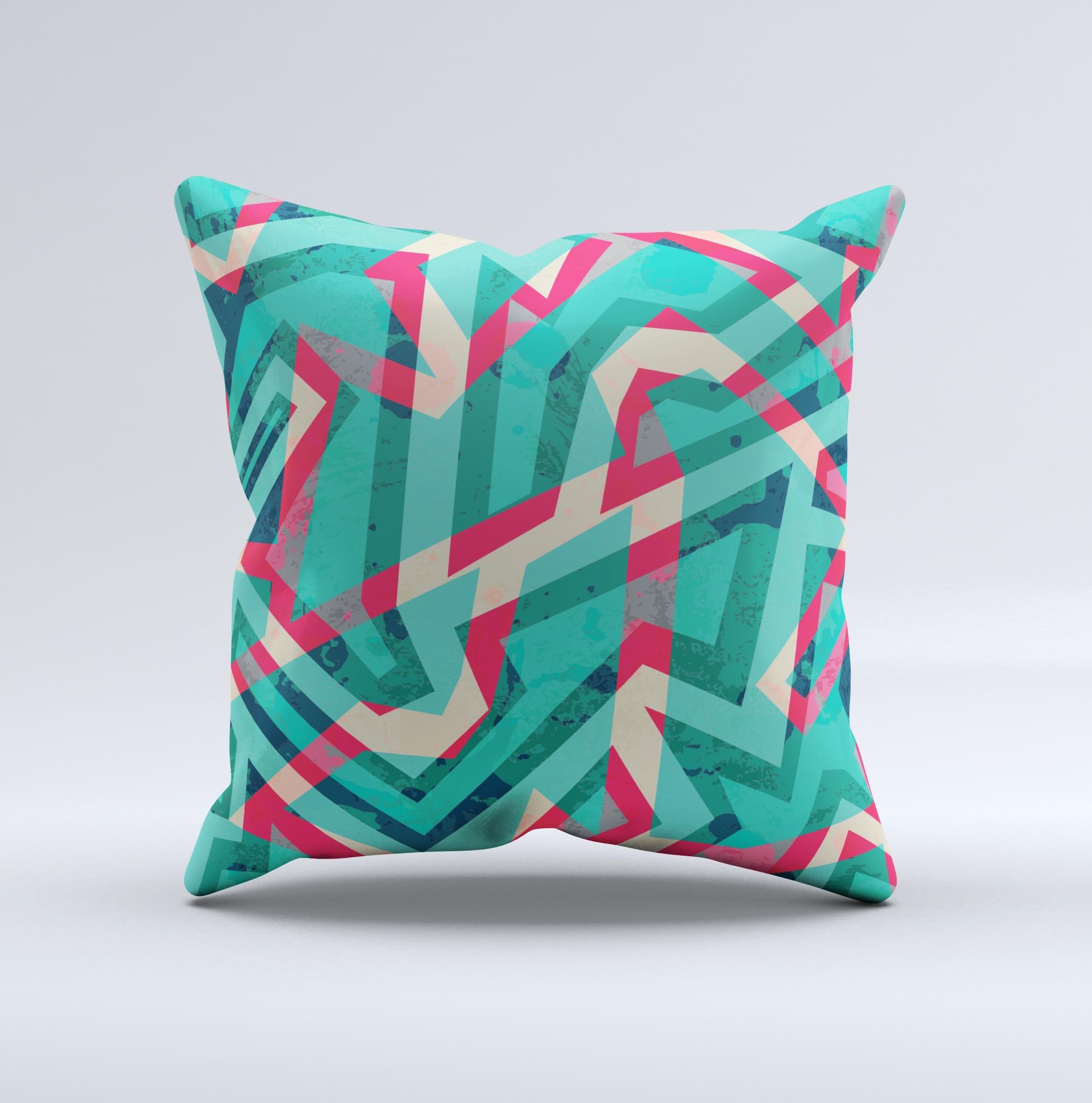 Trippy Retro Pattern ink-Fuzed Decorative Throw Pillow showcasing vibrant colors and unique design, perfect for home decor.