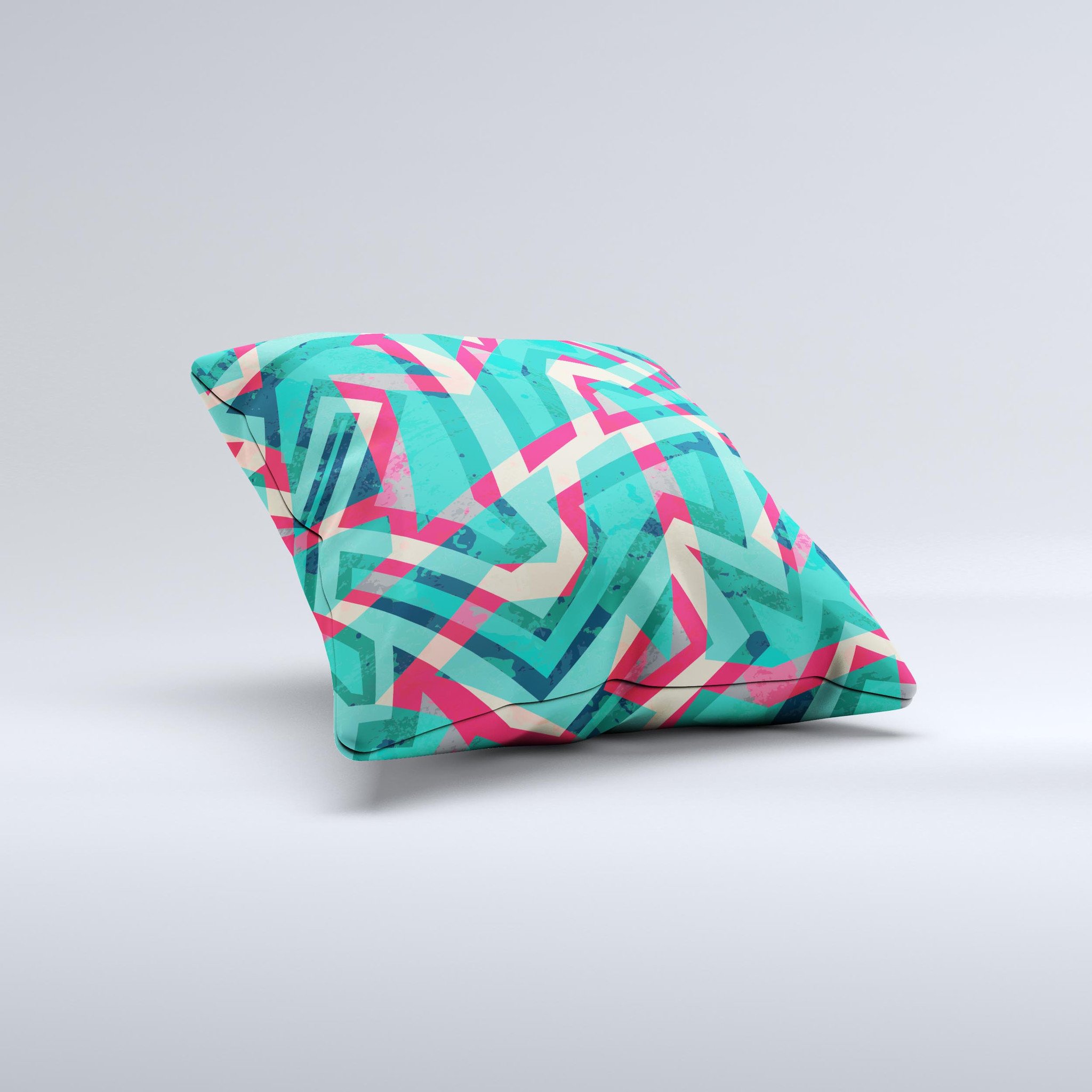 Trippy Retro Pattern ink-Fuzed Decorative Throw Pillow showcasing vibrant colors and unique design, perfect for home decor.