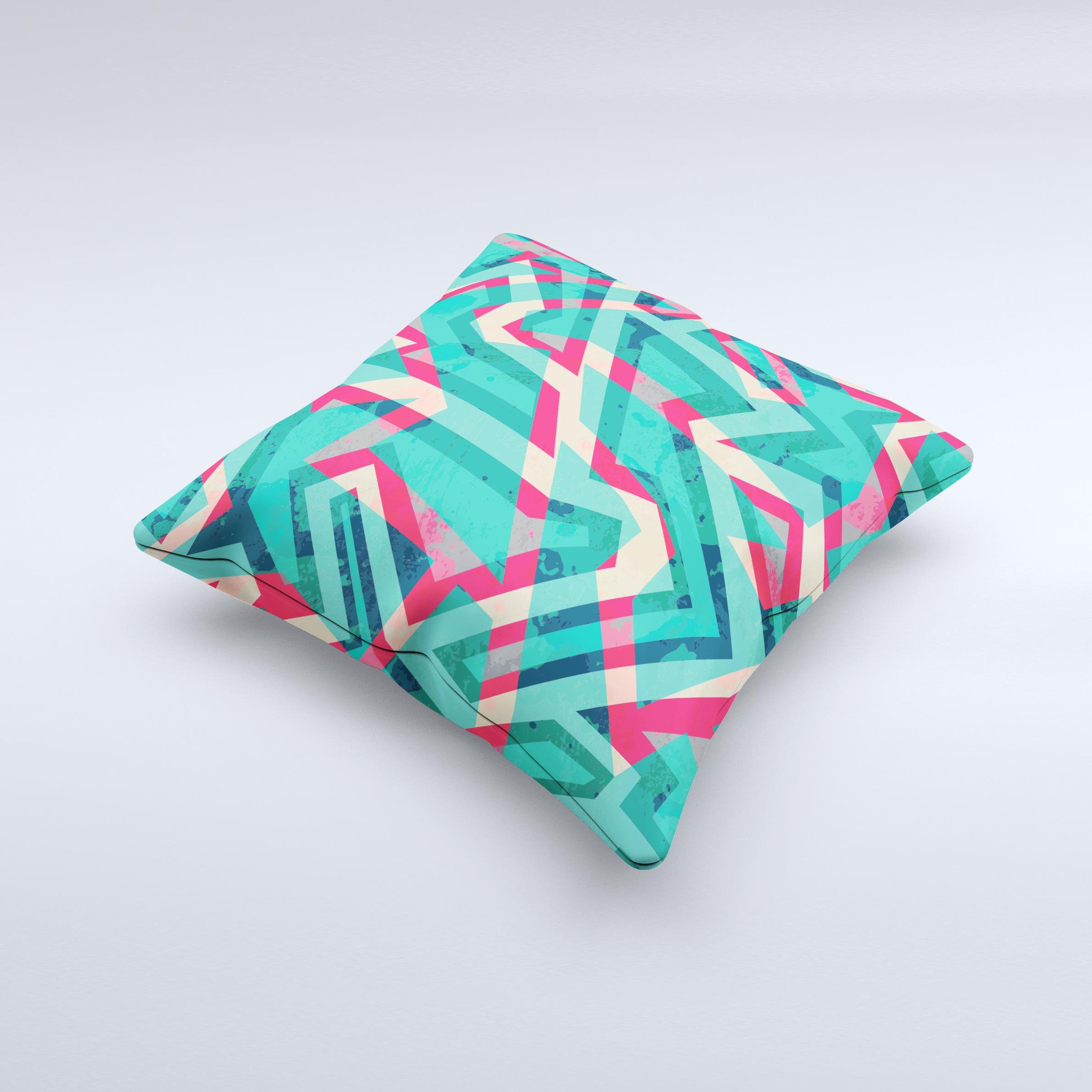 Trippy Retro Pattern ink-Fuzed Decorative Throw Pillow showcasing vibrant colors and unique design, perfect for home decor.