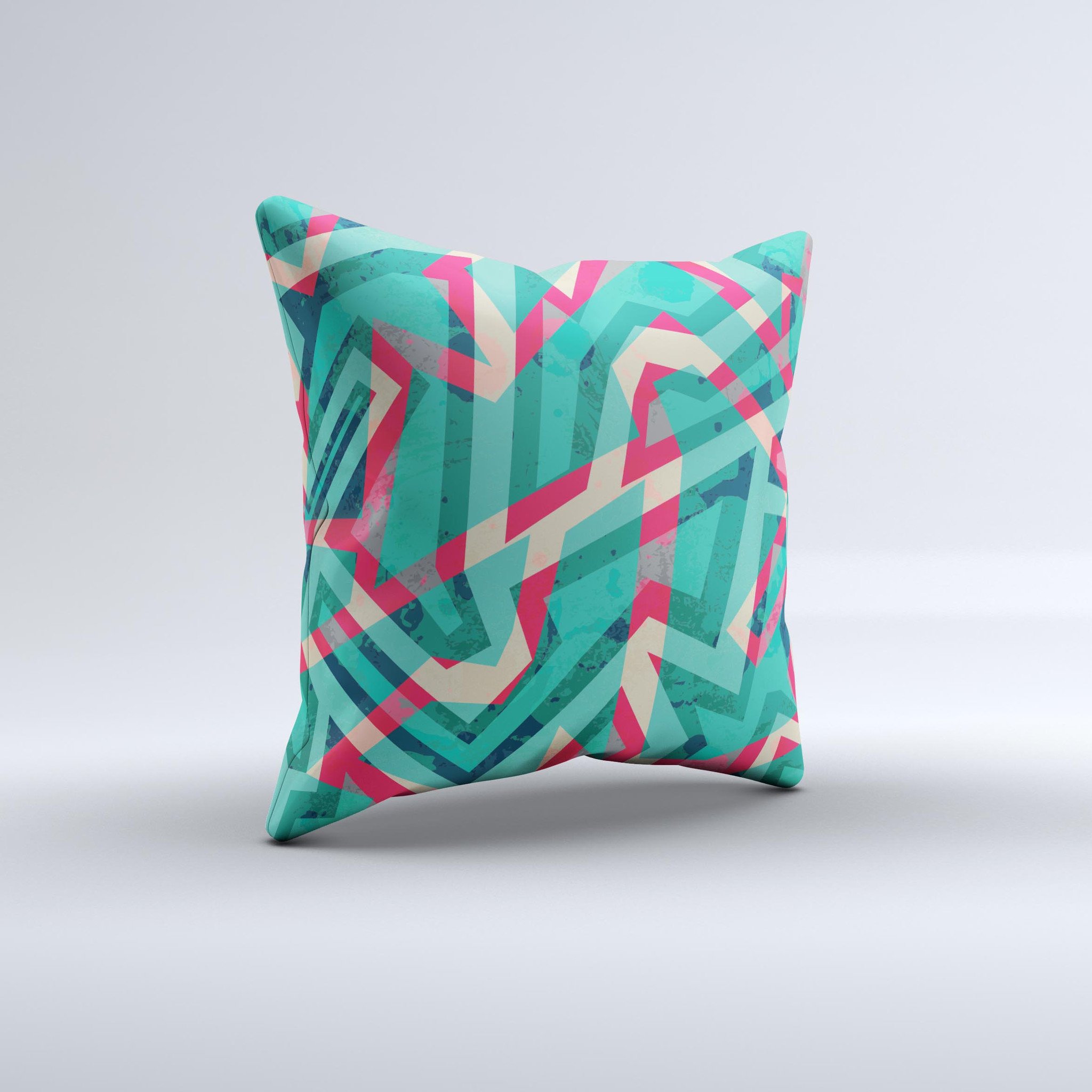 Trippy Retro Pattern ink-Fuzed Decorative Throw Pillow showcasing vibrant colors and unique design, perfect for home decor.