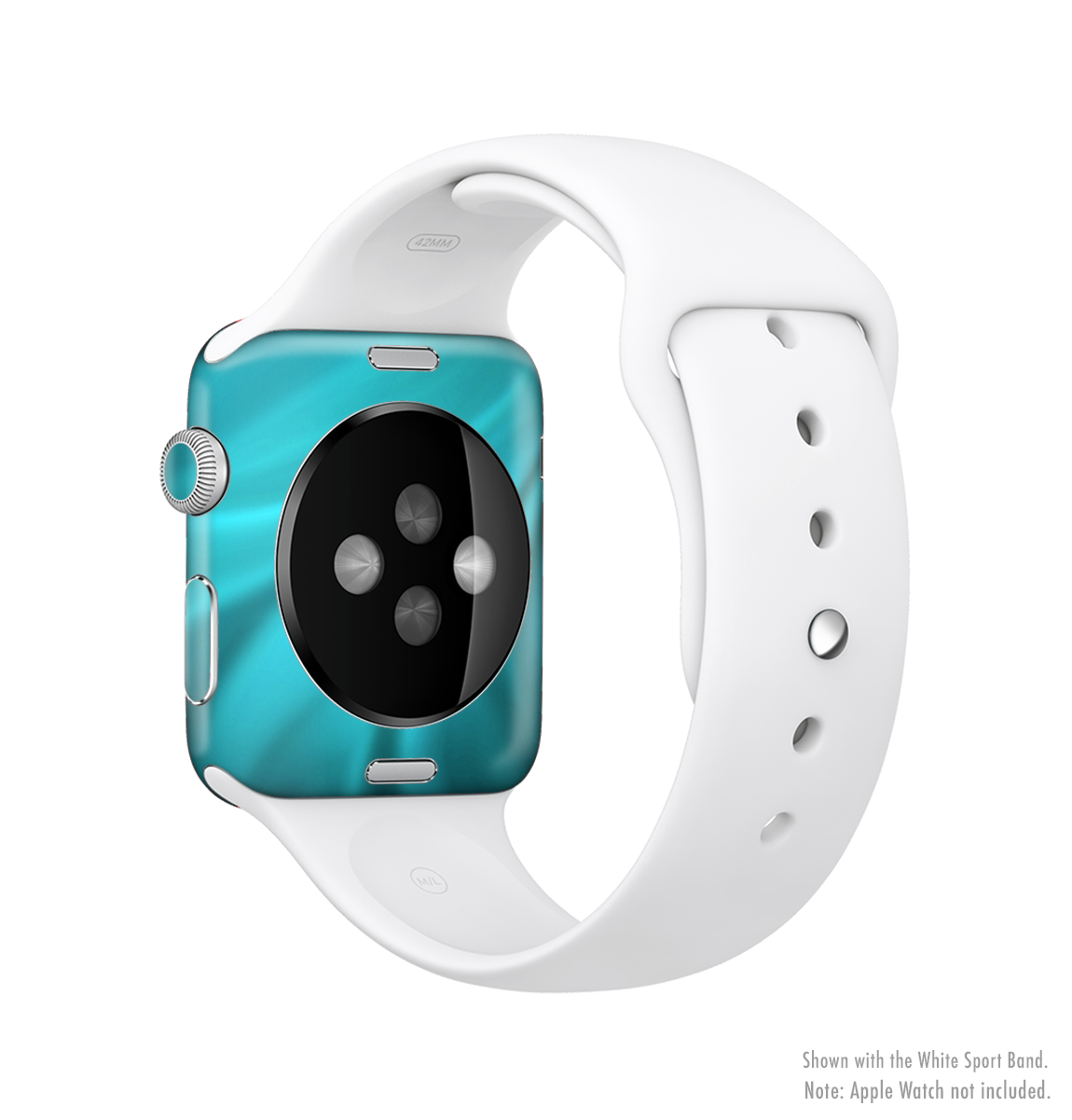 Turquoise Highlighted Swirl Full-Body Skin Kit for Apple Watch, showcasing vibrant colors and sleek design.