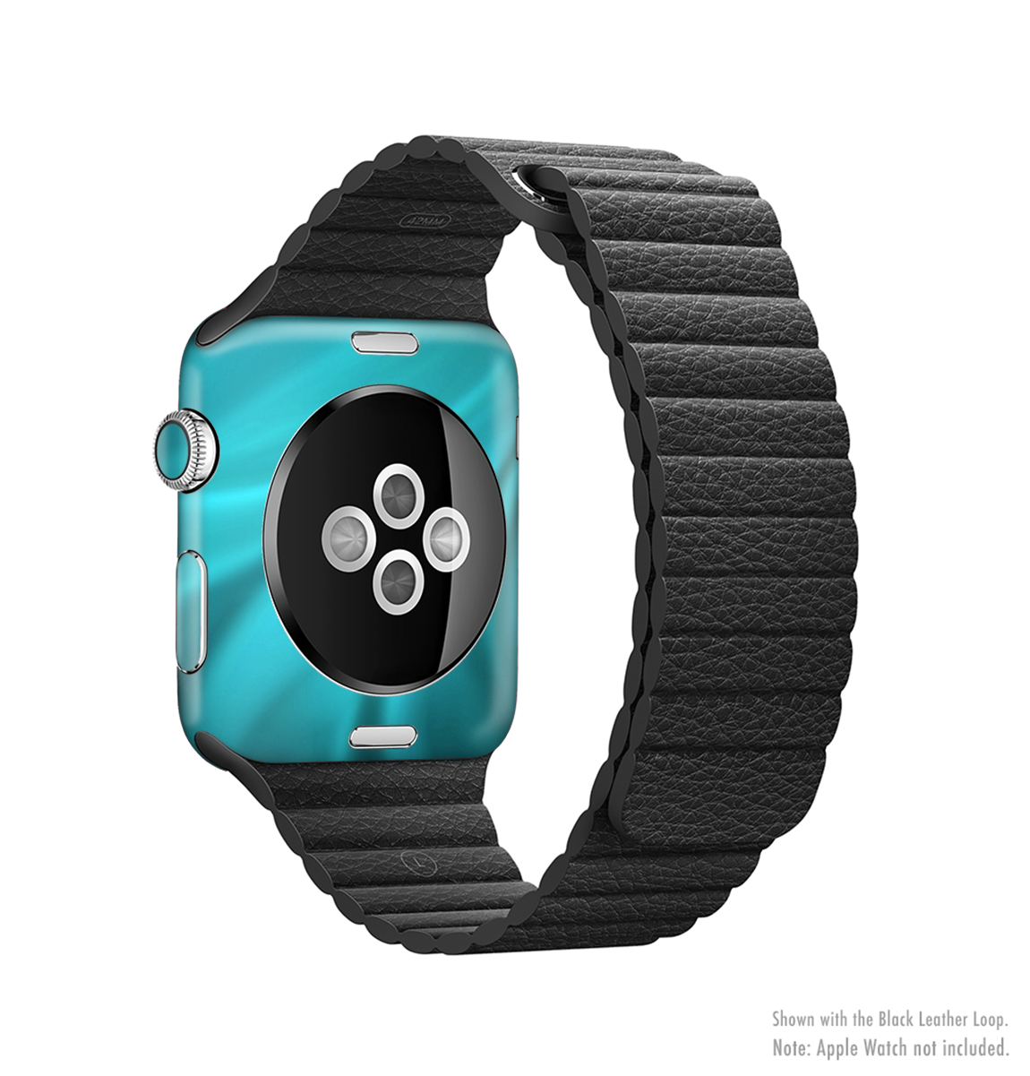 Turquoise Highlighted Swirl Full-Body Skin Kit for Apple Watch, showcasing vibrant colors and sleek design.