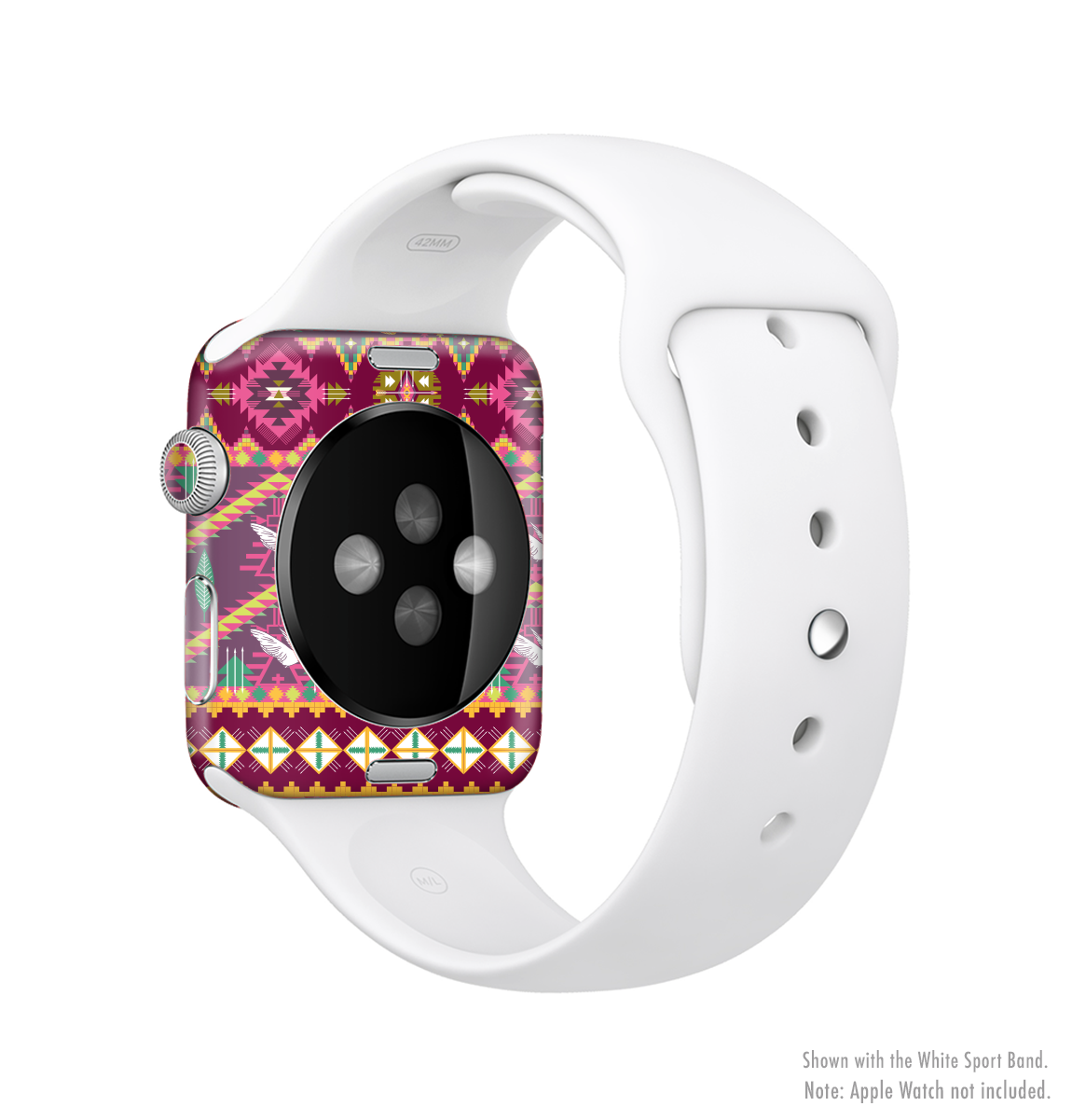 Vector Aztec Birdy Pattern Full-Body Skin Kit for Apple Watch, showcasing vibrant colors and intricate design.