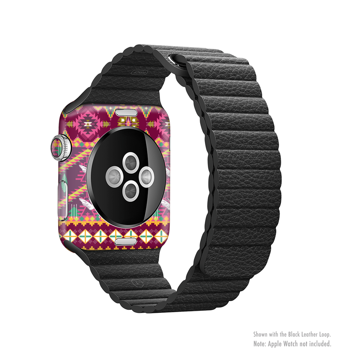 Vector Aztec Birdy Pattern Full-Body Skin Kit for Apple Watch, showcasing vibrant colors and intricate design.