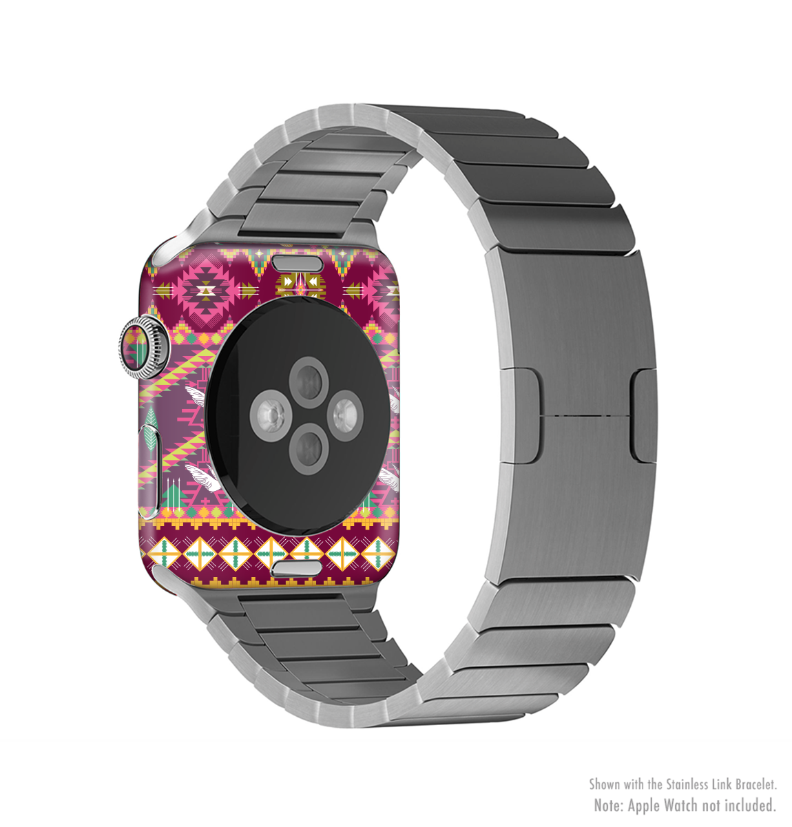 Vector Aztec Birdy Pattern Full-Body Skin Kit for Apple Watch, showcasing vibrant colors and intricate design.