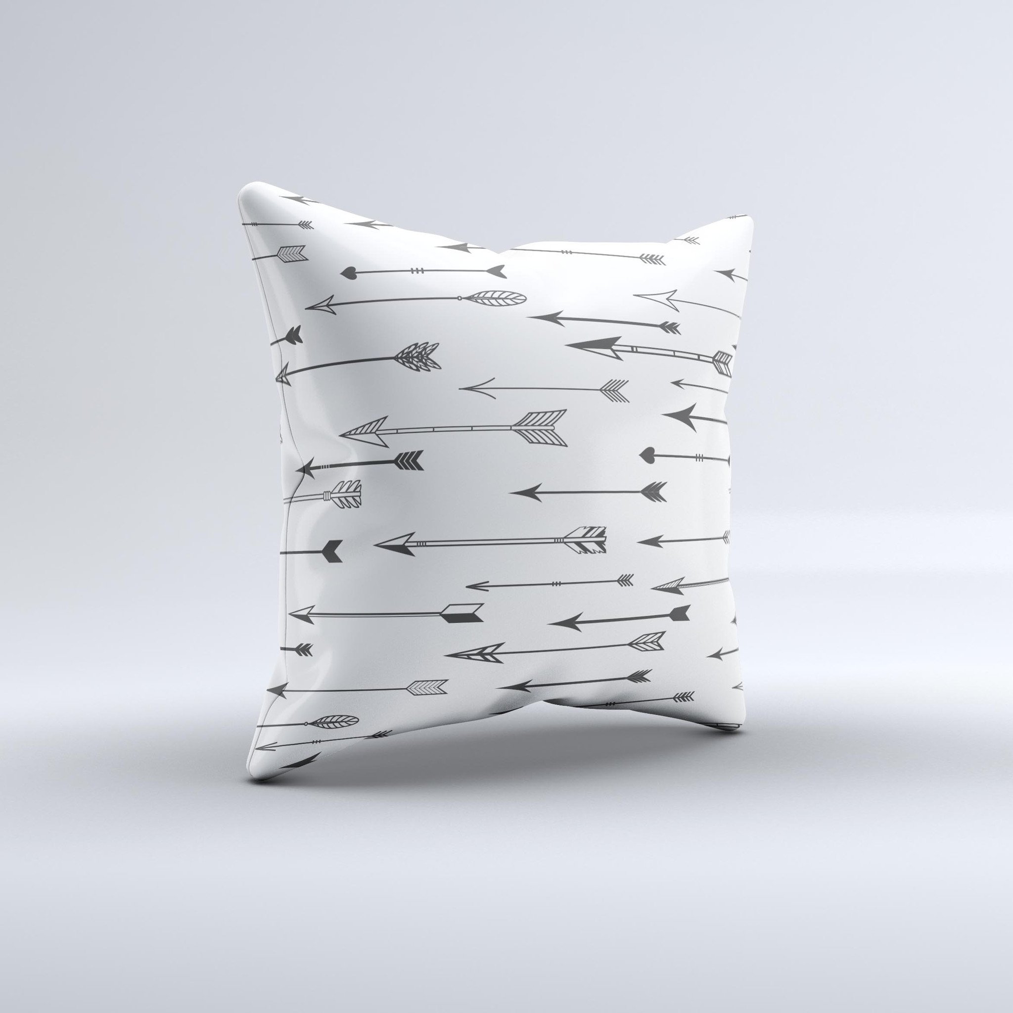 Vector Black Arrows ink-Fuzed Decorative Throw Pillow showcasing a unique arrow design on a soft fabric.