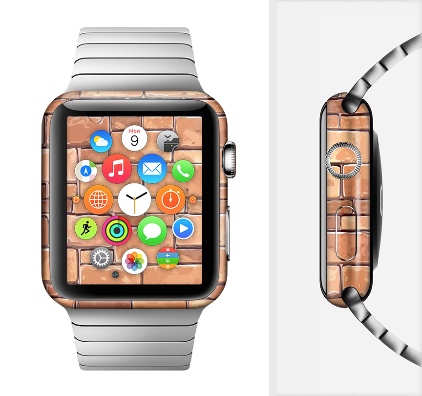 Vector Brick Wall Slabs Full-Body Skin Kit for Apple Watch, showcasing a stylish brick design that offers protection and personalization.