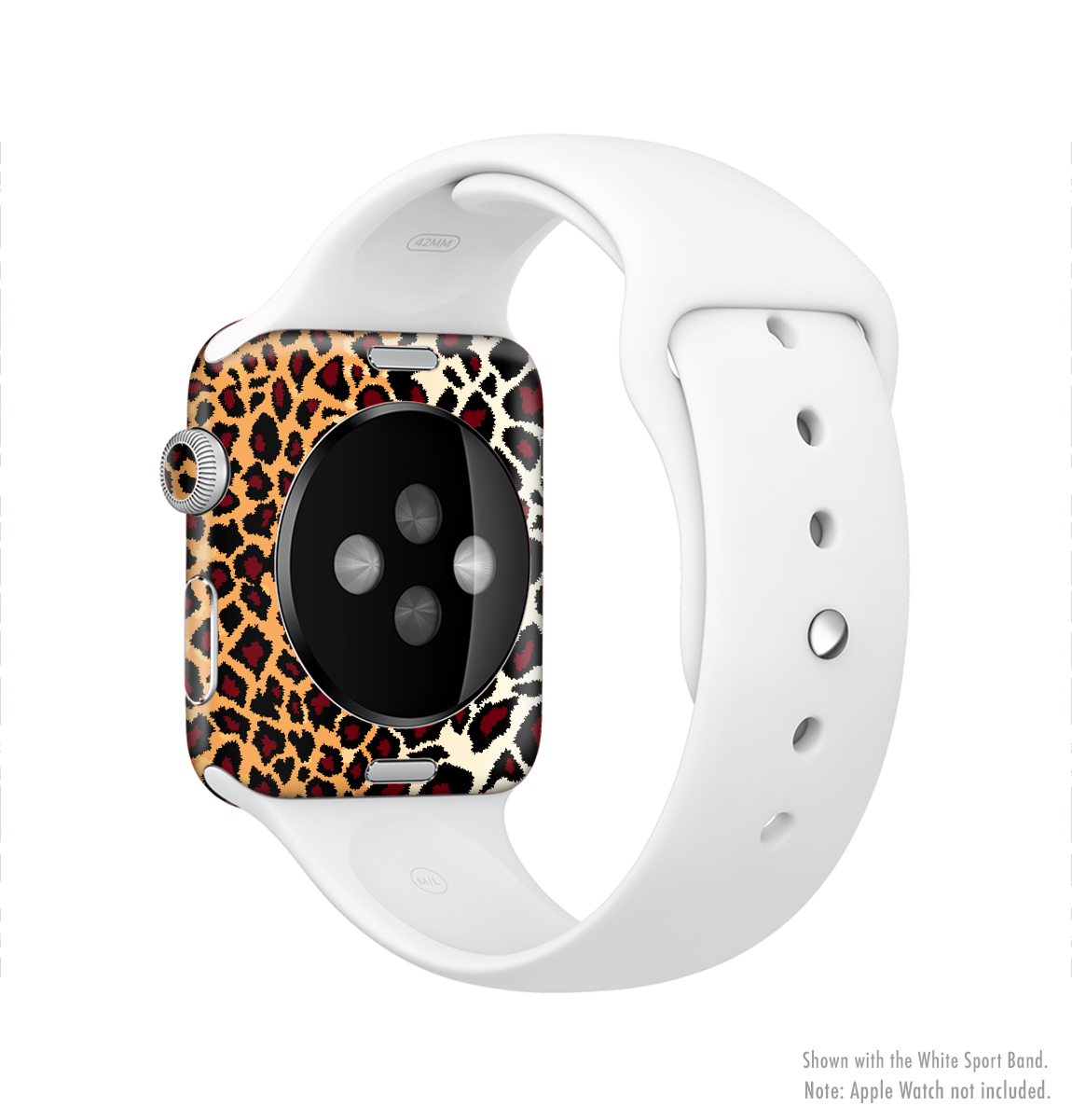 Vector Brown Leopard Print Full-Body Skin Kit for Apple Watch, showcasing a stylish leopard pattern on a sleek watch.