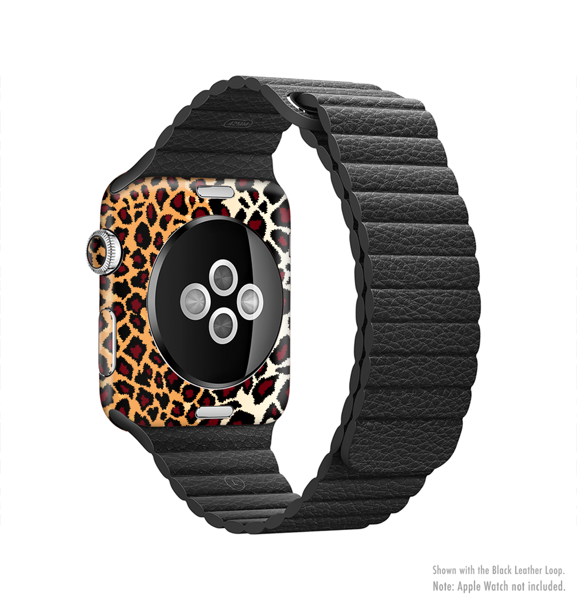 Vector Brown Leopard Print Full-Body Skin Kit for Apple Watch, showcasing a stylish leopard pattern on a sleek watch.