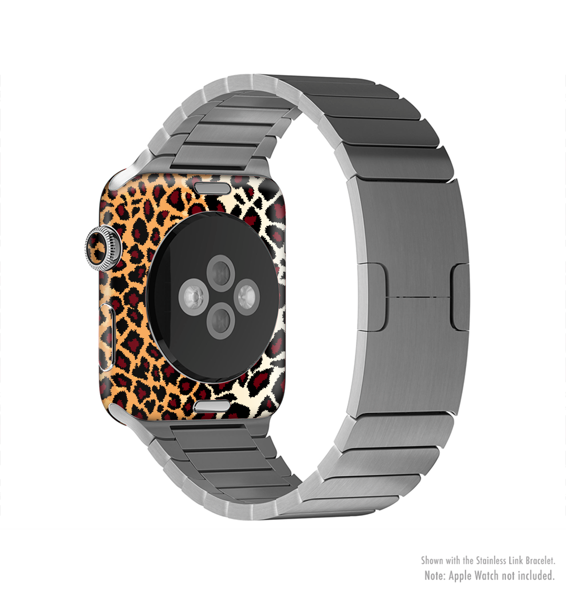 Vector Brown Leopard Print Full-Body Skin Kit for Apple Watch, showcasing a stylish leopard pattern on a sleek watch.