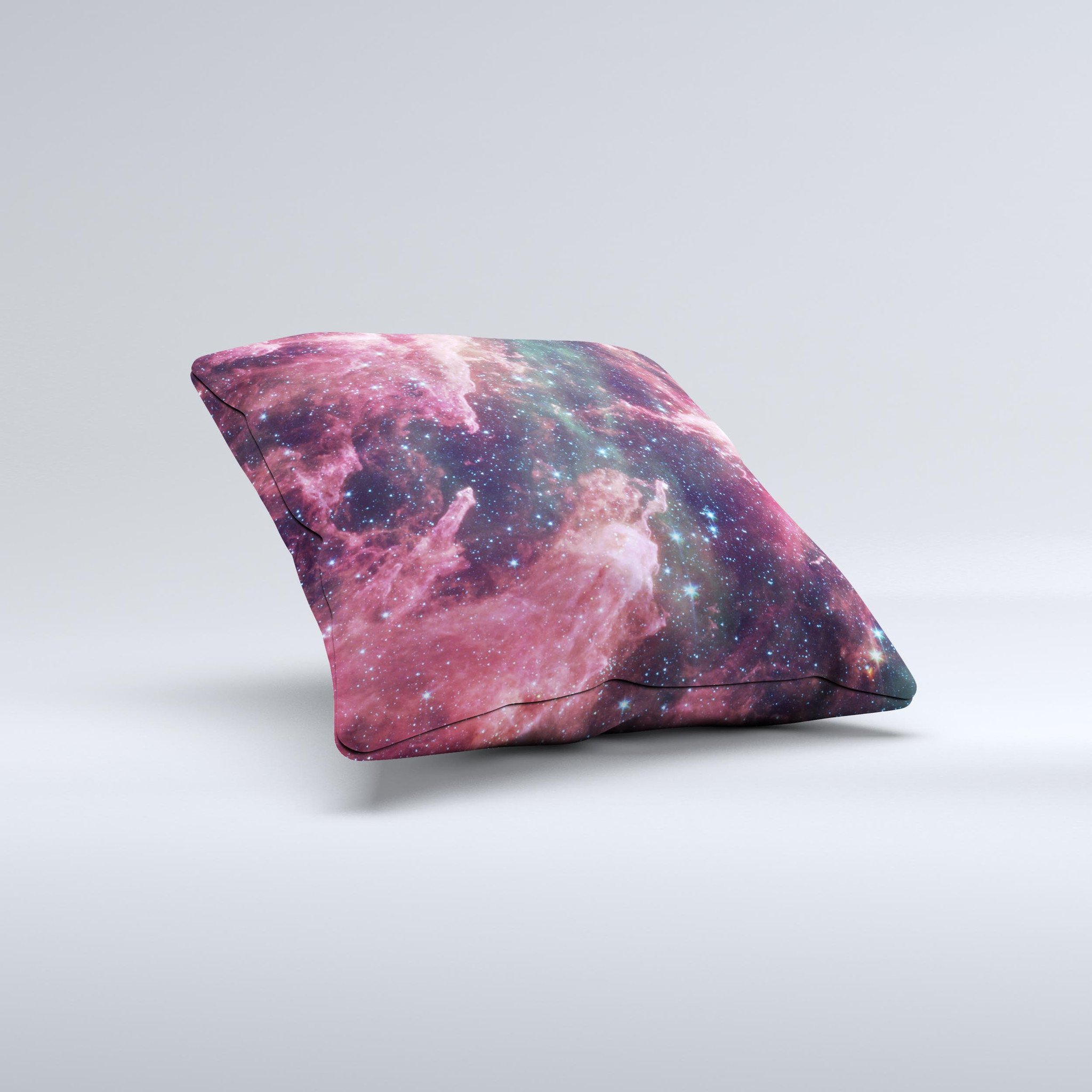 Vibrant Deep Space ink-Fuzed Decorative Throw Pillow showcasing unique handmade design with high thread count fabric.