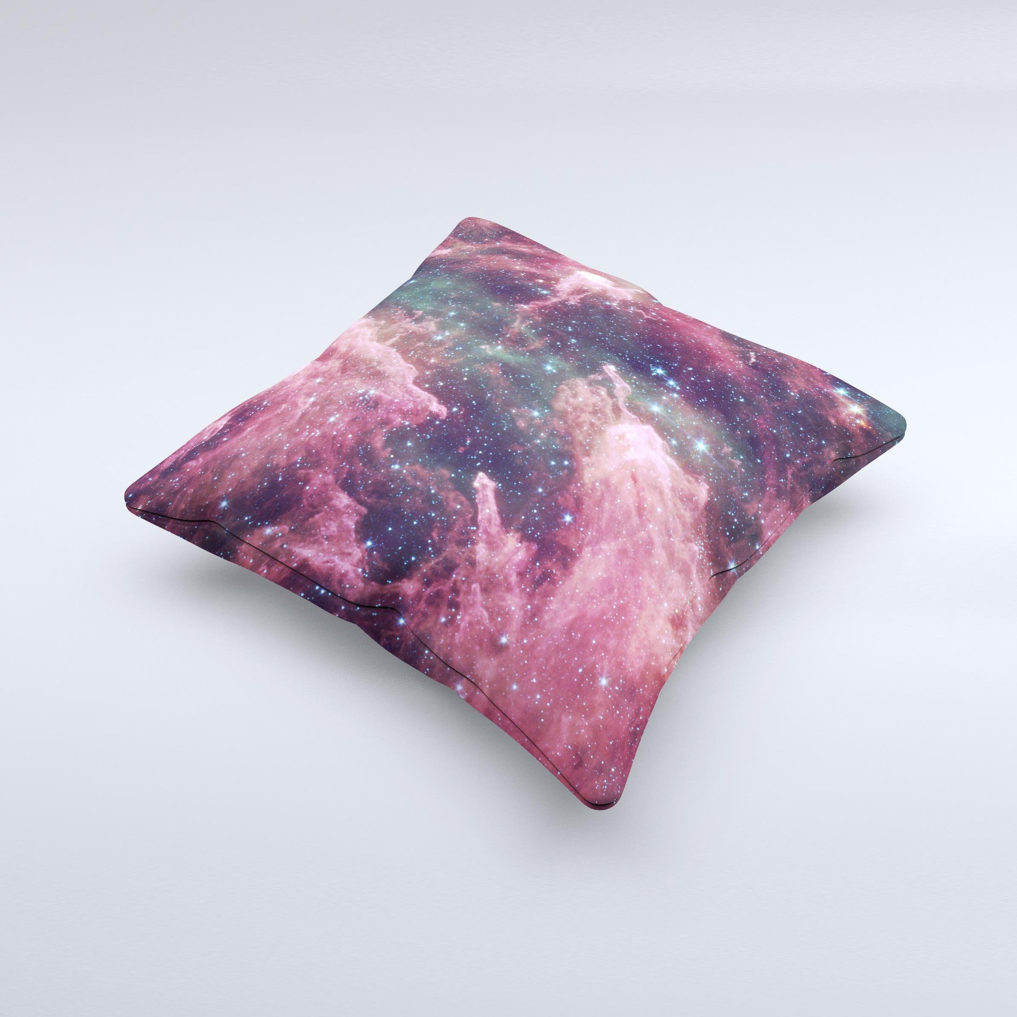 Vibrant Deep Space ink-Fuzed Decorative Throw Pillow showcasing unique handmade design with high thread count fabric.