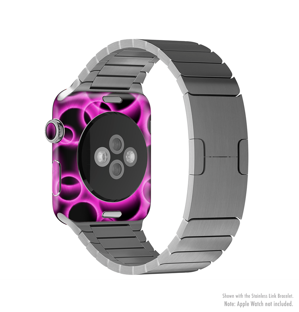 Vibrant Pink Glowing Cells Full-Body Skin Kit for Apple Watch, showcasing a stylish design that fits snugly on the device.