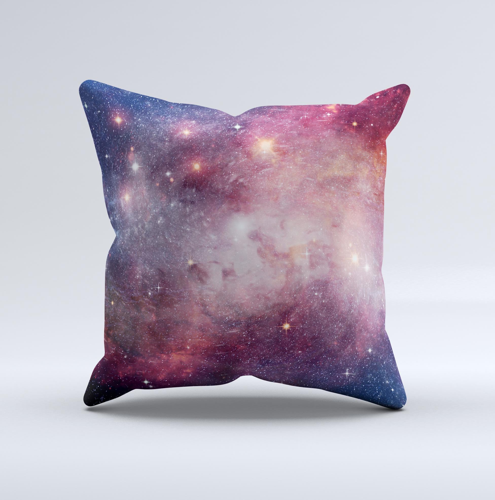 Vibrant Space ink-Fuzed Decorative Throw Pillow showcasing unique handmade design and high-quality fabric.