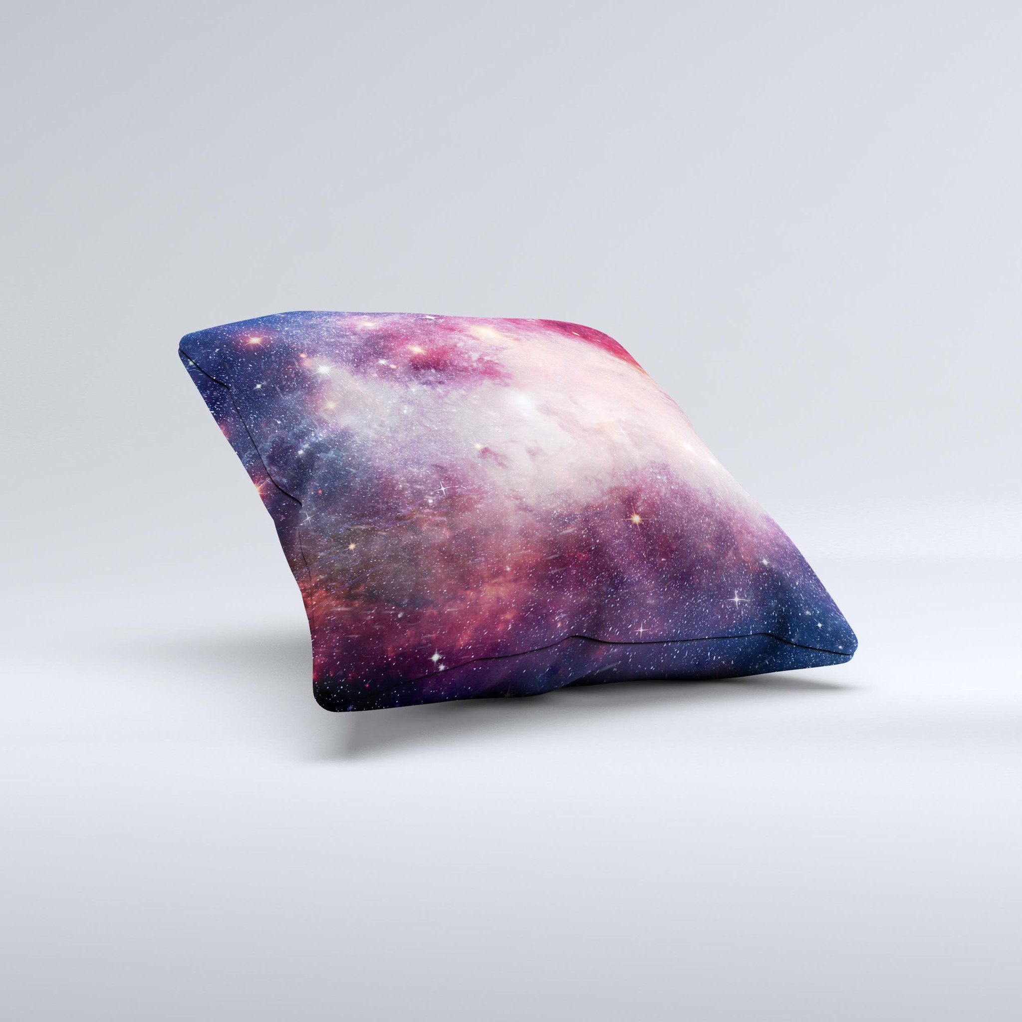 Vibrant Space ink-Fuzed Decorative Throw Pillow showcasing unique handmade design and high-quality fabric.