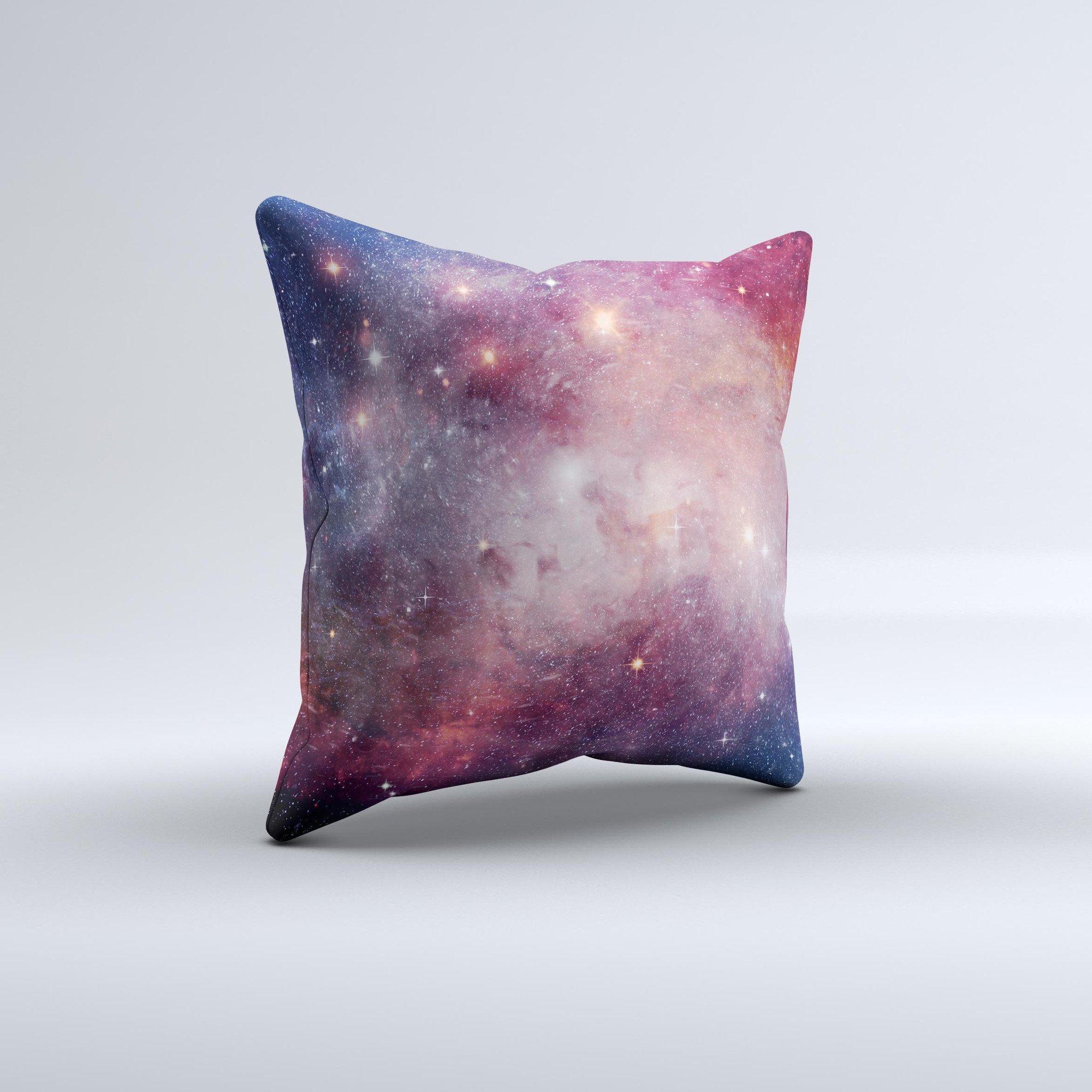 Vibrant Space ink-Fuzed Decorative Throw Pillow showcasing unique handmade design and high-quality fabric.