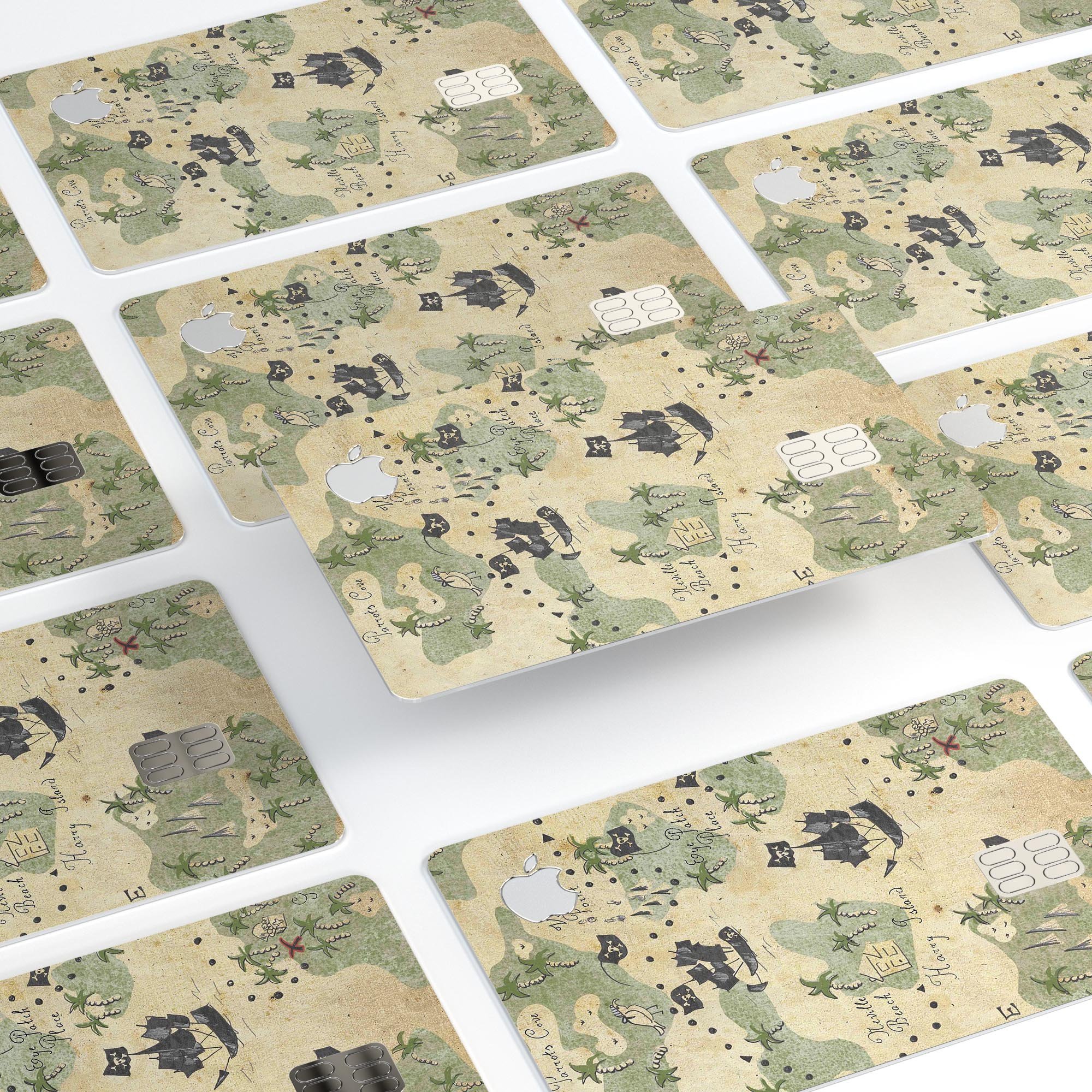 The Vintage Map of Pirate Islands skin for Apple Card, showcasing a detailed vintage map design on a premium protective vinyl.