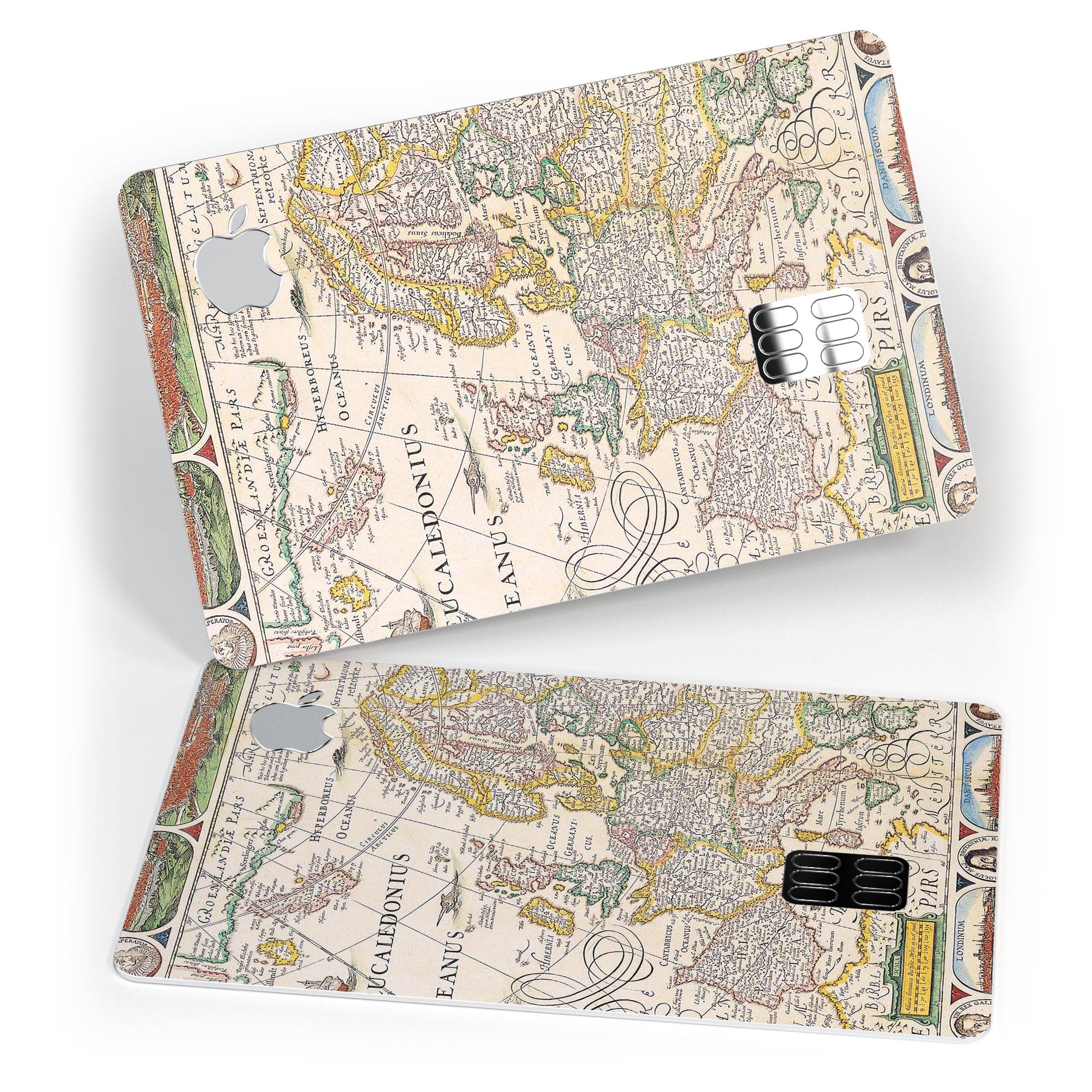 The Vintage Powers of Europe Map decal skin for Apple Card, showcasing intricate vintage map design and premium vinyl material.