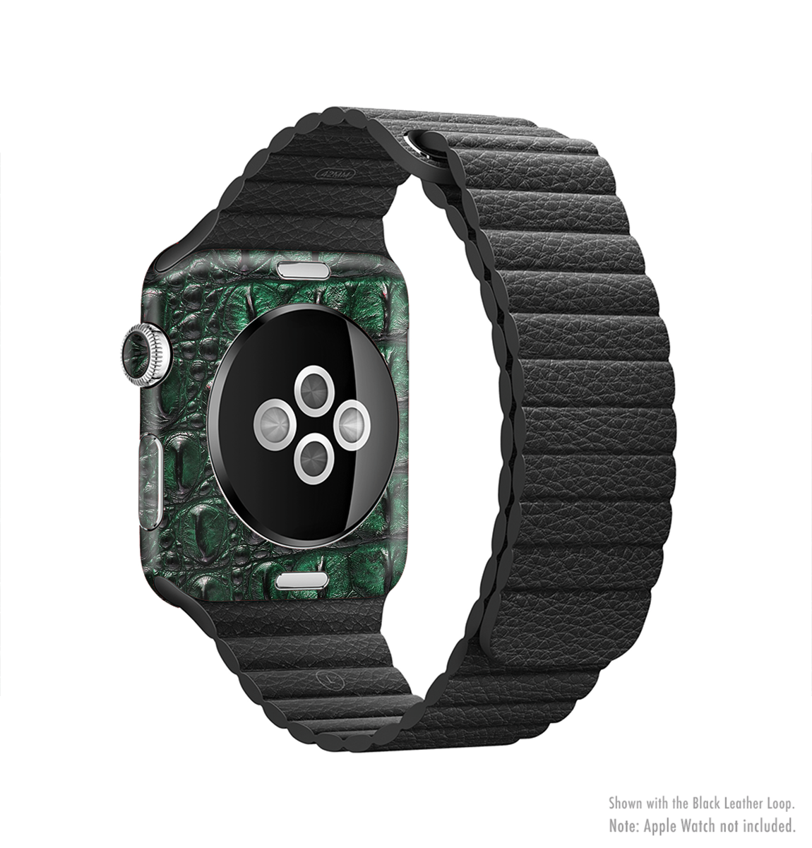 Vivid Green Crocodile Skin Full-Body Skin Kit for Apple Watch, showcasing its luxurious texture and vibrant color.