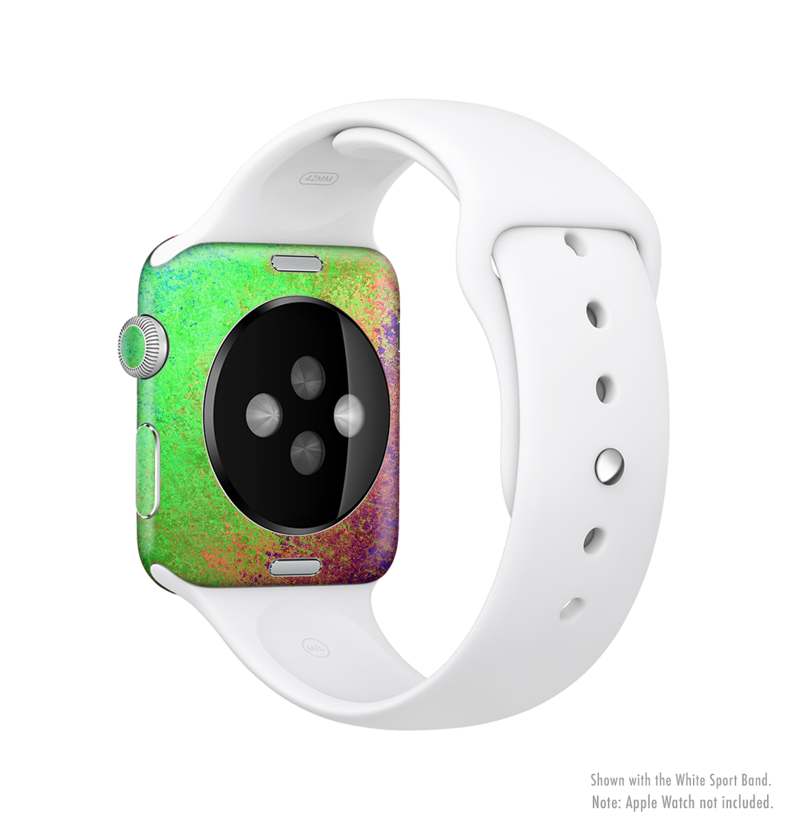 Vivid Neon Colored Texture Full-Body Skin Kit for Apple Watch, showcasing vibrant colors and a sleek design.