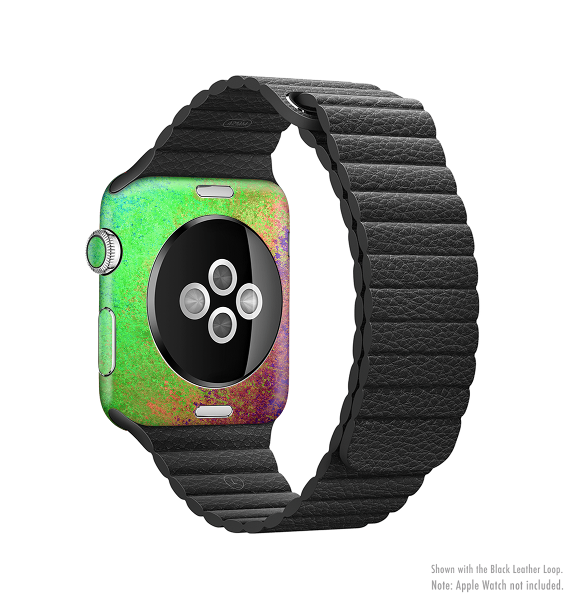 Vivid Neon Colored Texture Full-Body Skin Kit for Apple Watch, showcasing vibrant colors and a sleek design.