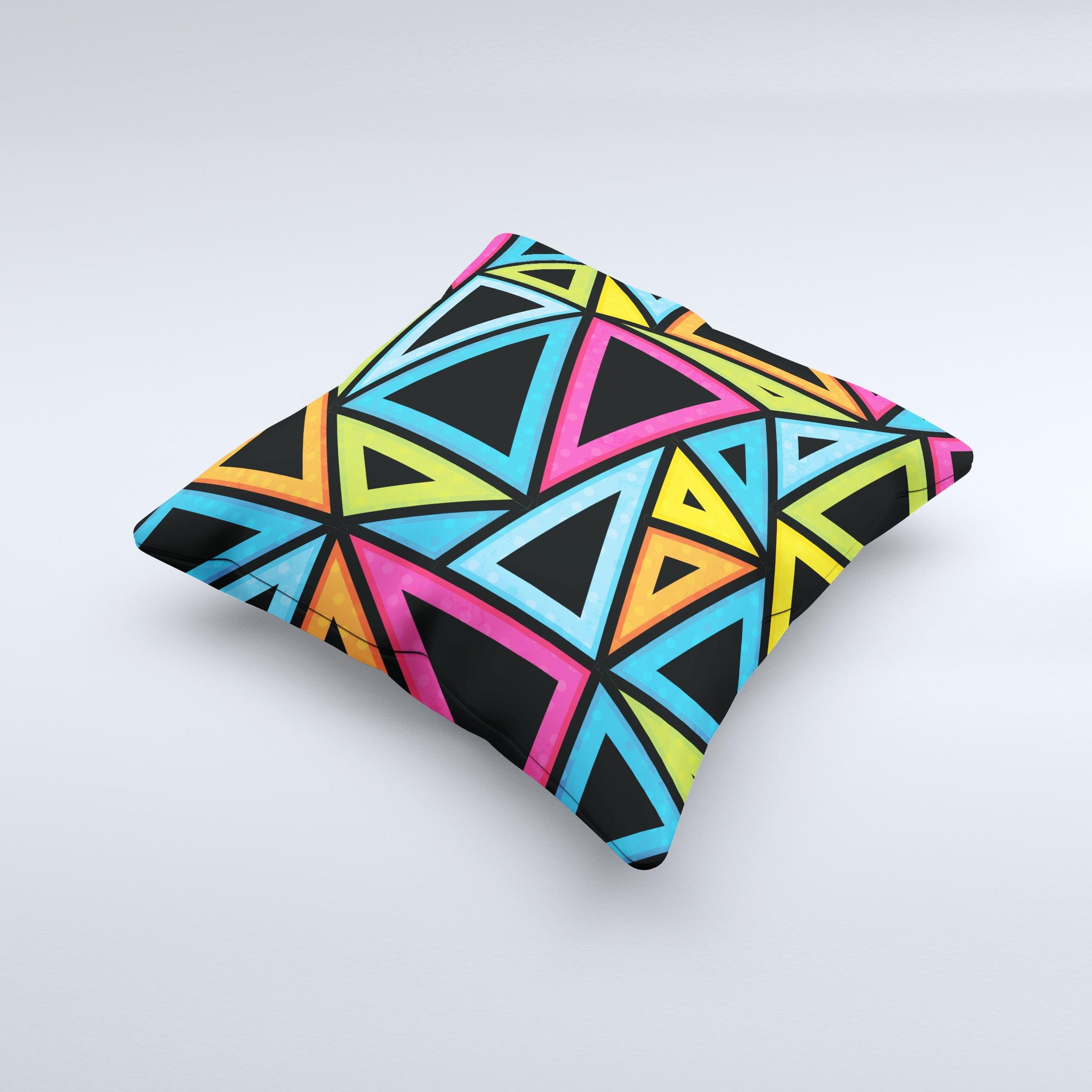 Vivid Retro Overlap ink-Fuzed Decorative Throw Pillow showcasing vibrant colors and unique handmade design.