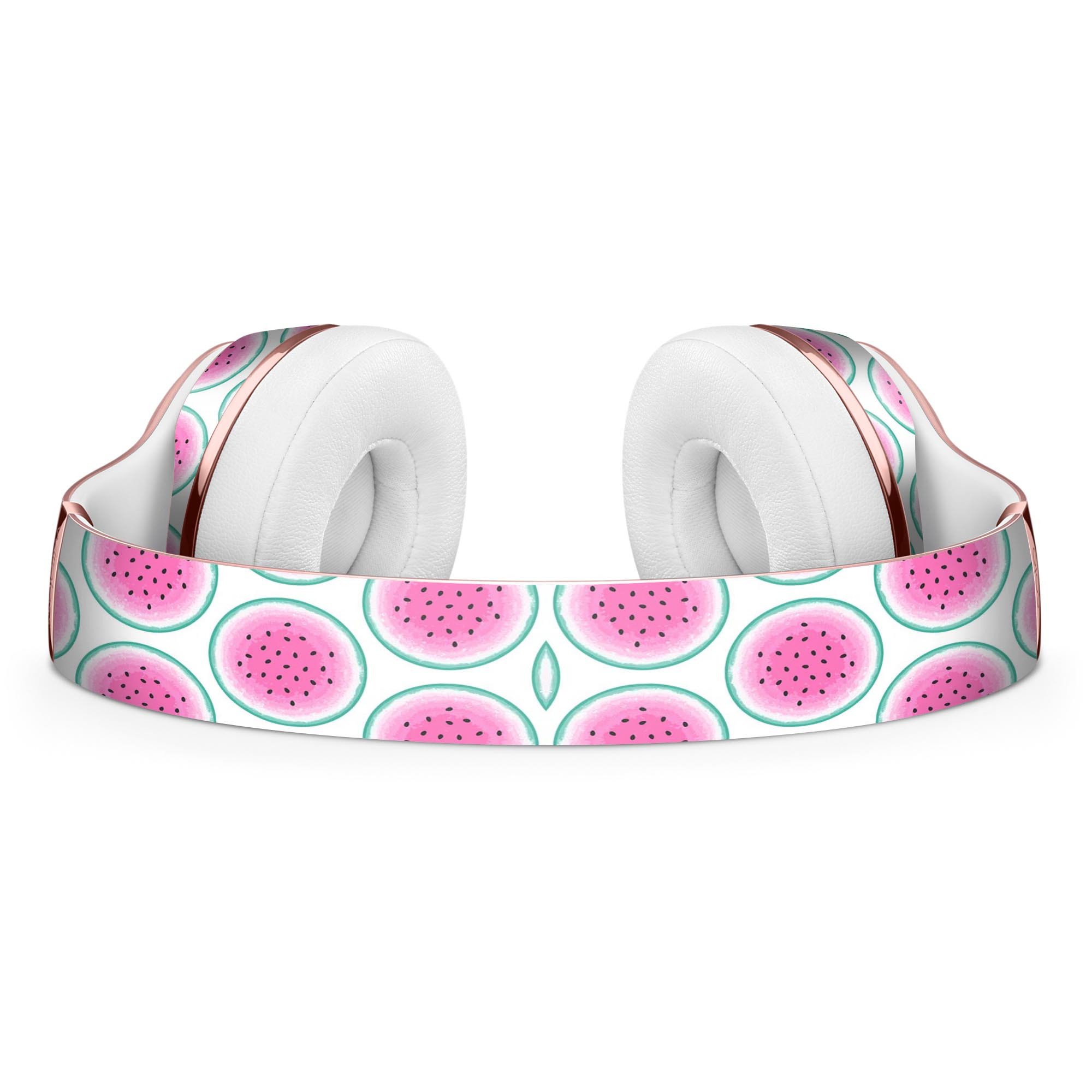 Watermelon polka dot pattern skin kit for Beats by Dre Solo 3 Wireless Headphones, showcasing vibrant colors and stylish design.