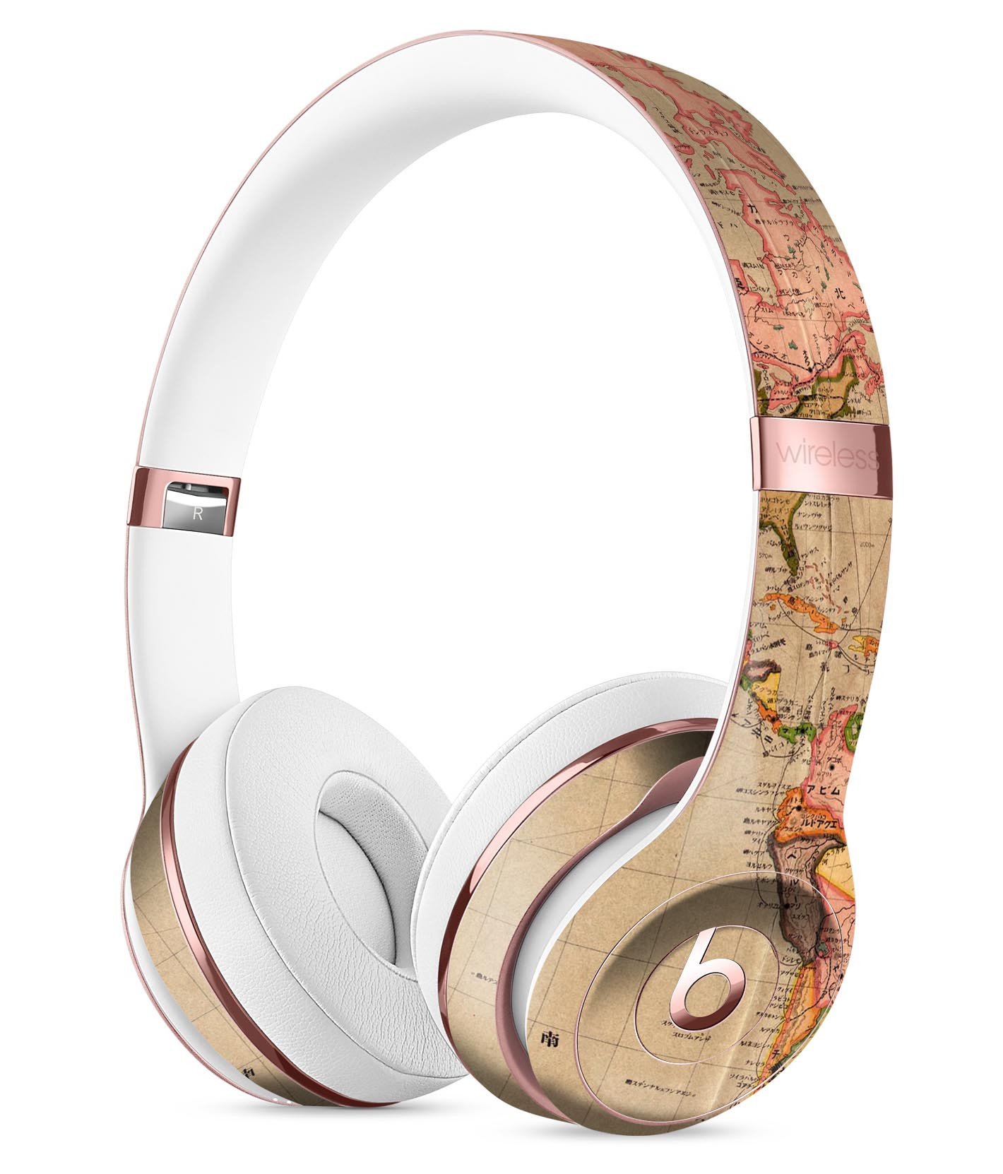 Western World Overview Map Skin Kit for Beats by Dre Solo 3 Wireless Headphones, showcasing vibrant colors and detailed design.