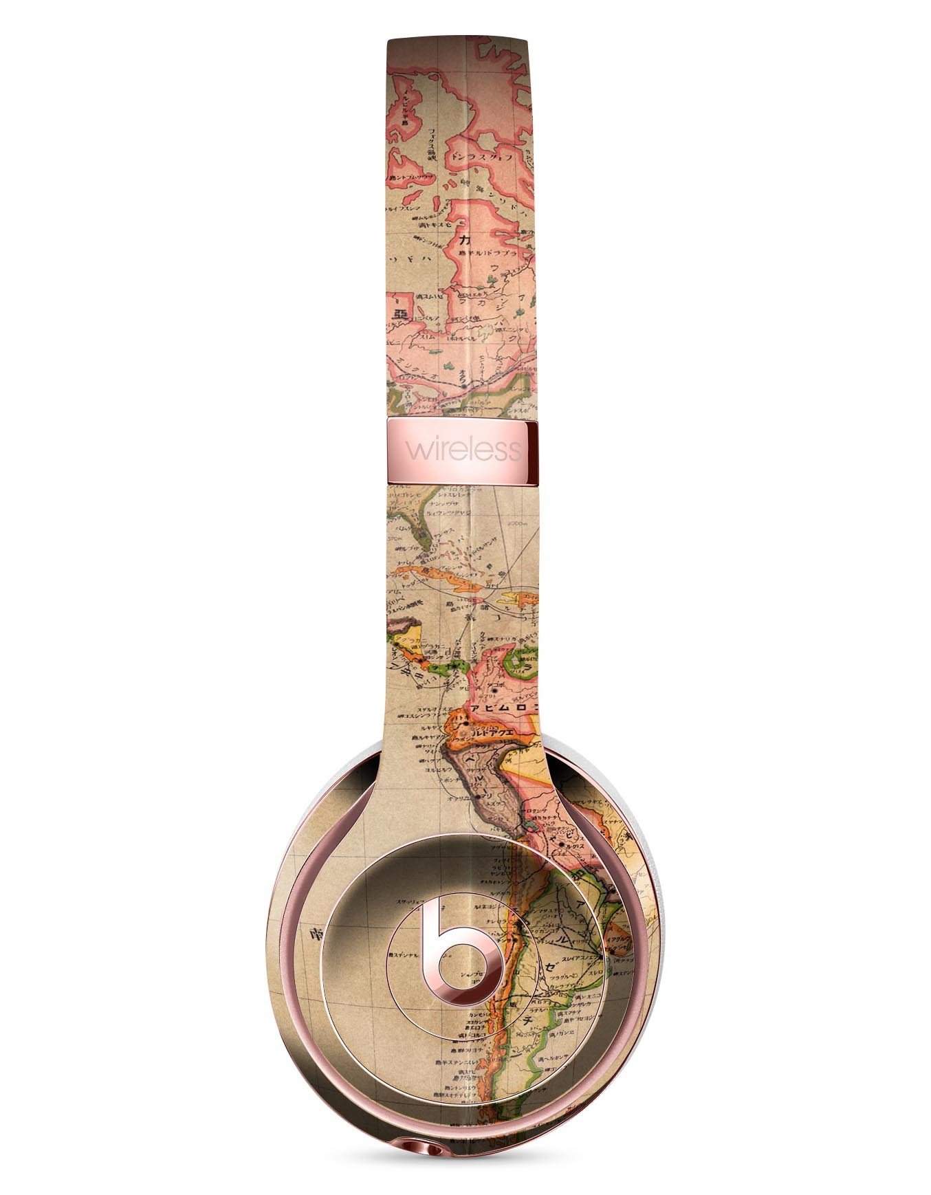 Western World Overview Map Skin Kit for Beats by Dre Solo 3 Wireless Headphones, showcasing vibrant colors and detailed design.