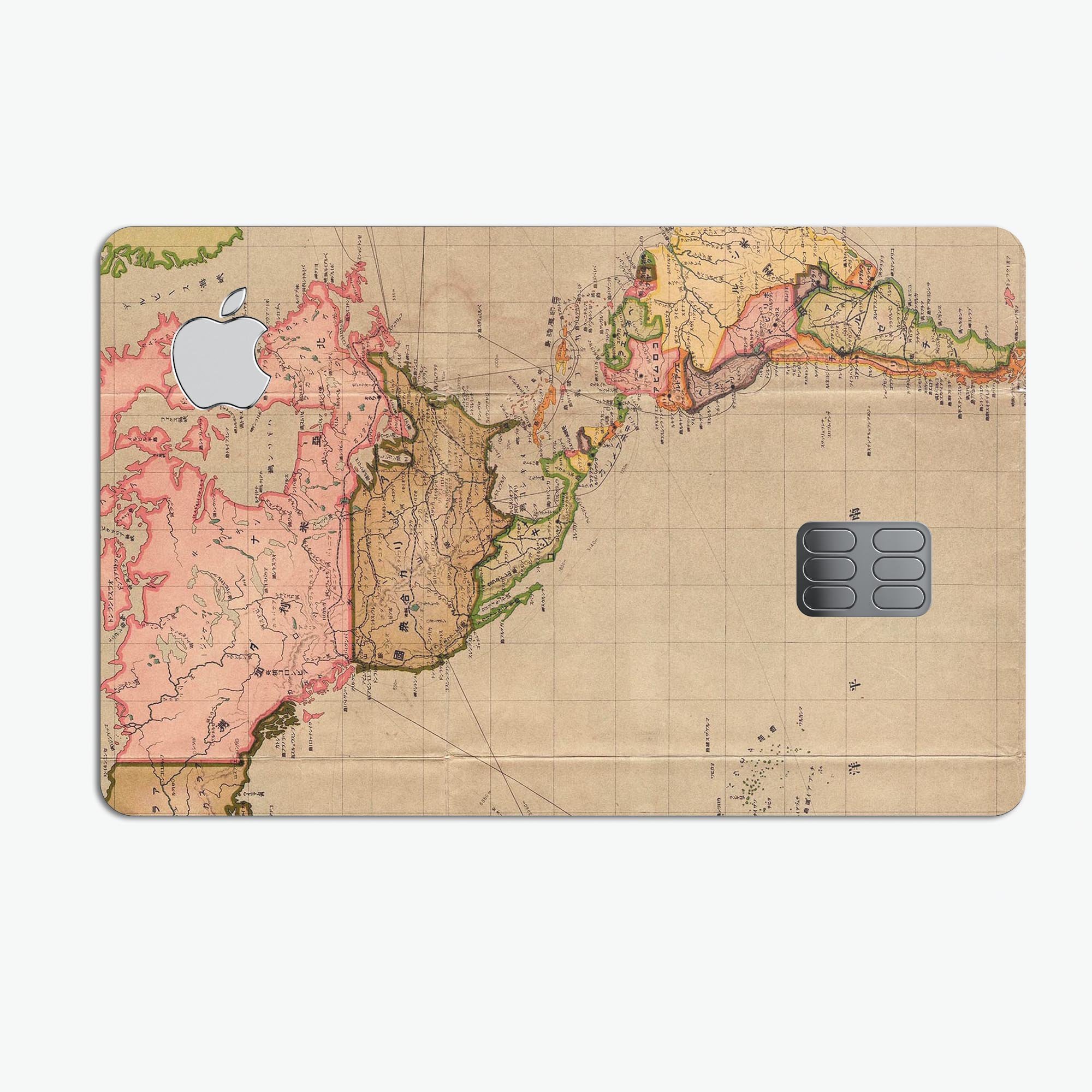 Premium protective decal skin-kit for Apple Card featuring a Western World overview map design.