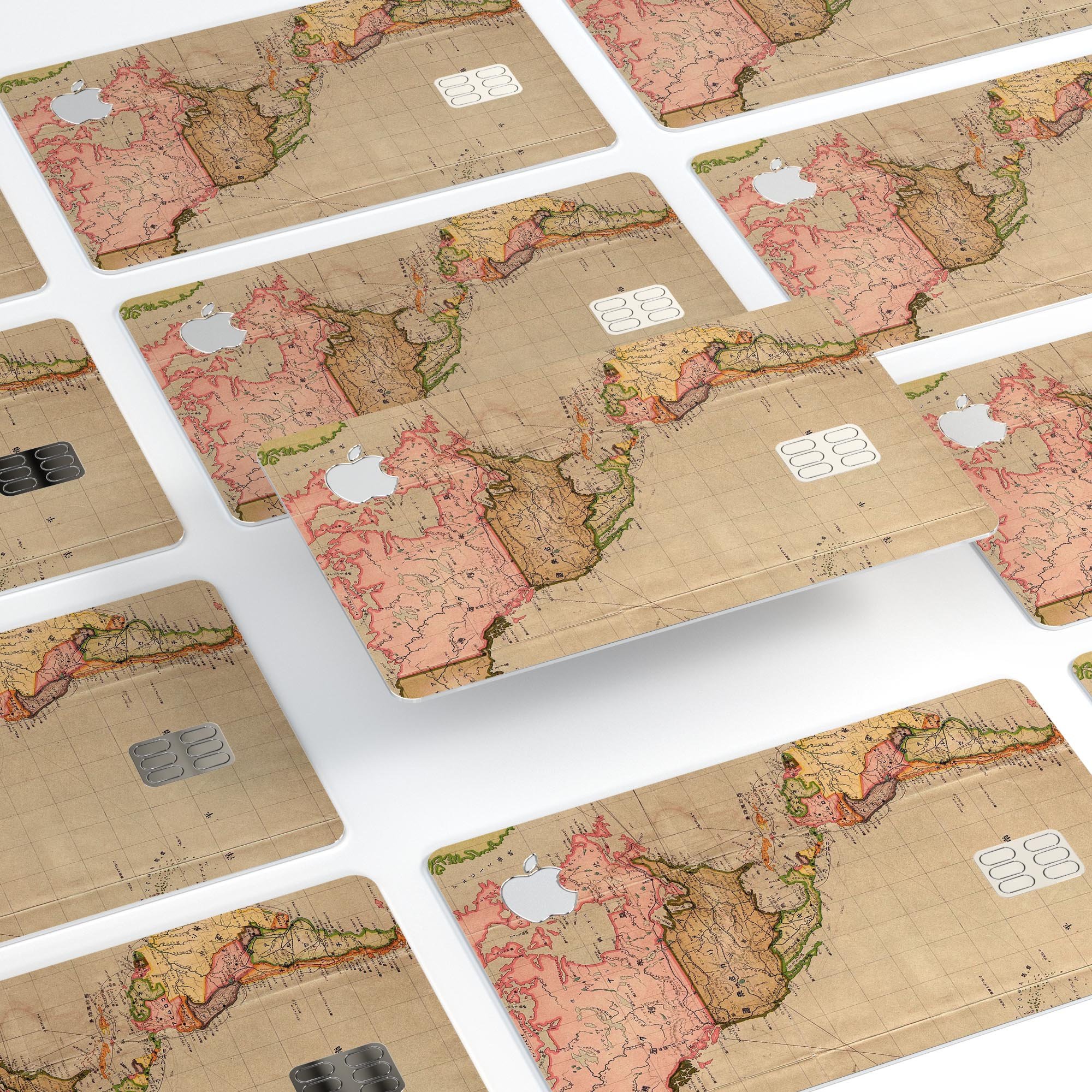 Premium protective decal skin-kit for Apple Card featuring a Western World overview map design.